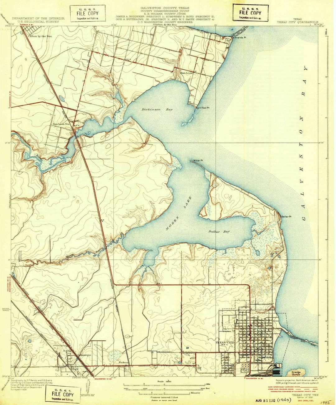 1932 Texas City, TX - Texas - USGS Topographic Map