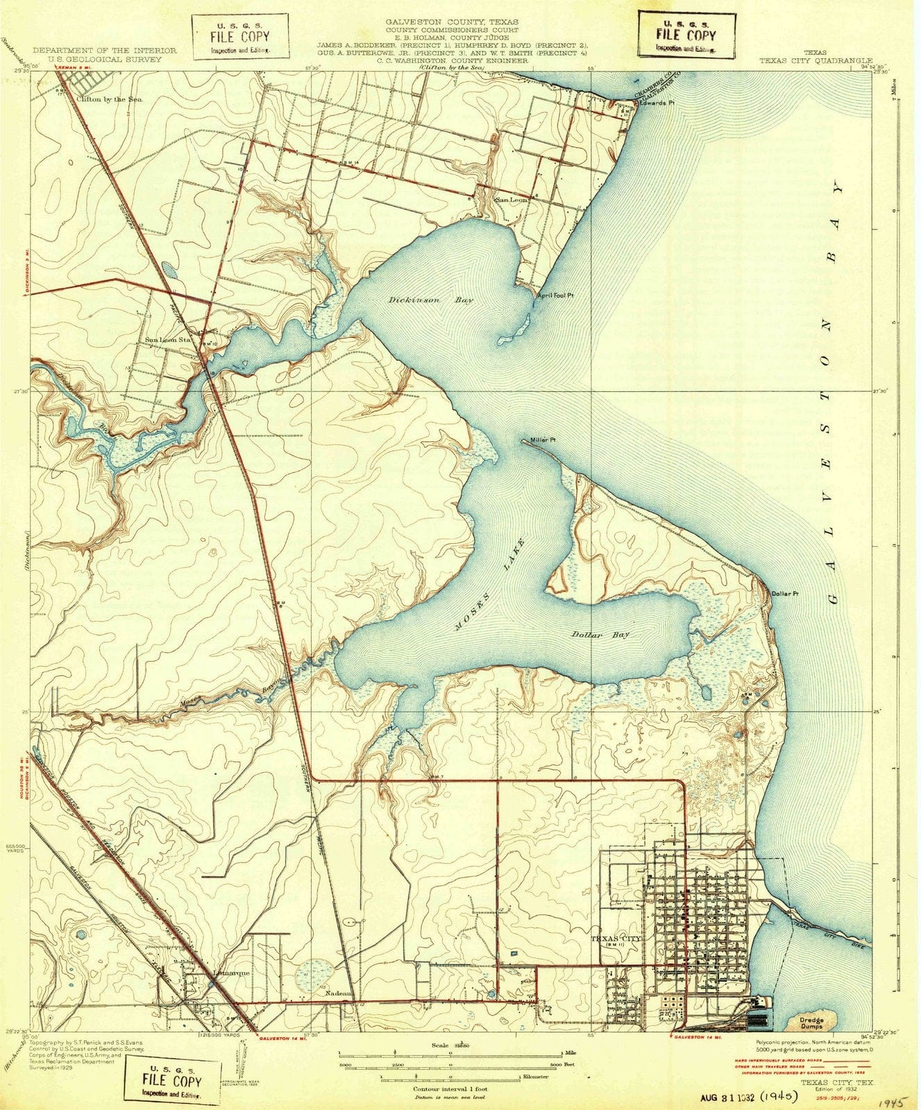 1932 Texas City, TX - Texas - USGS Topographic Map