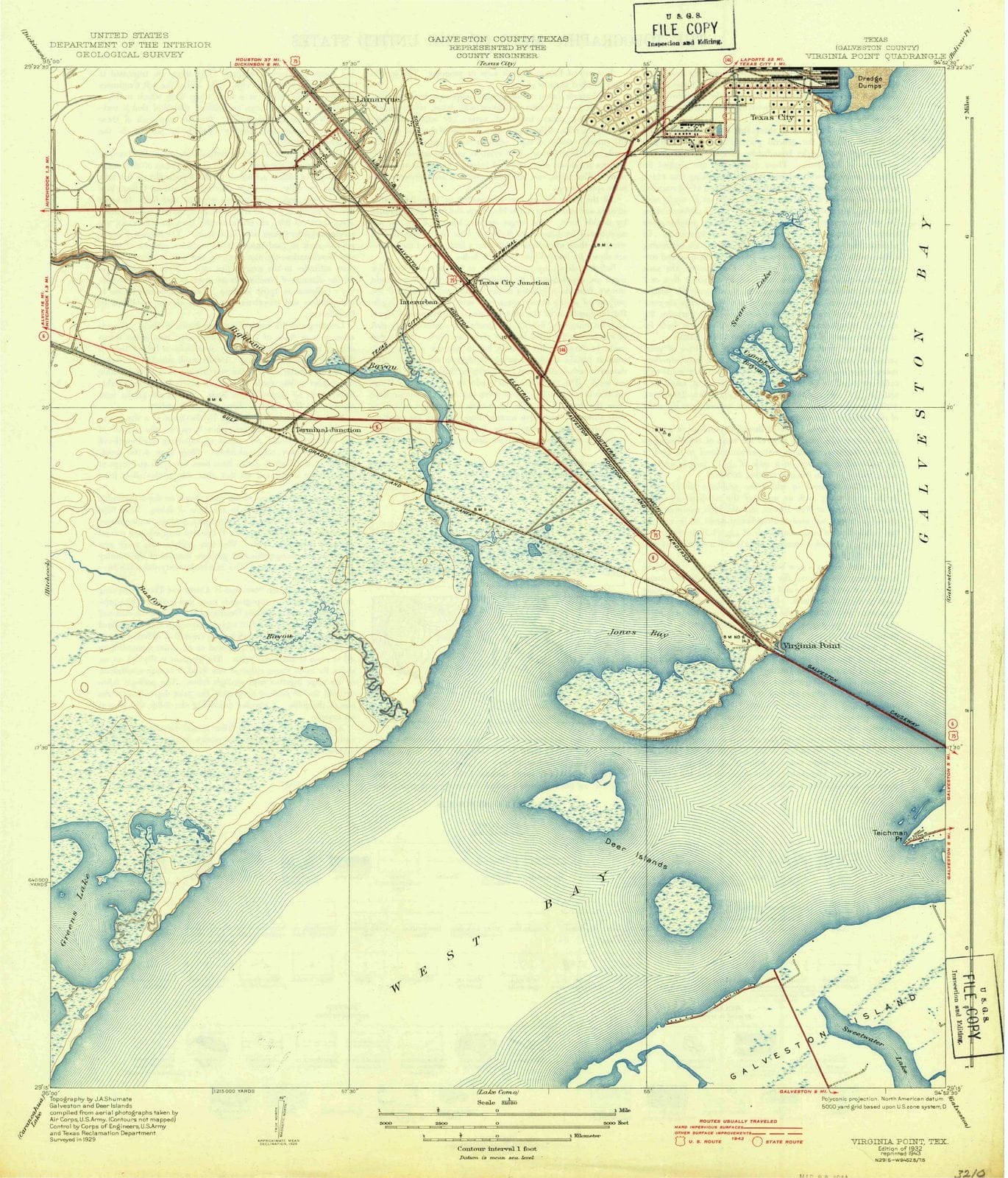 1932 Virginia Point, TX - Texas - USGS Topographic Map