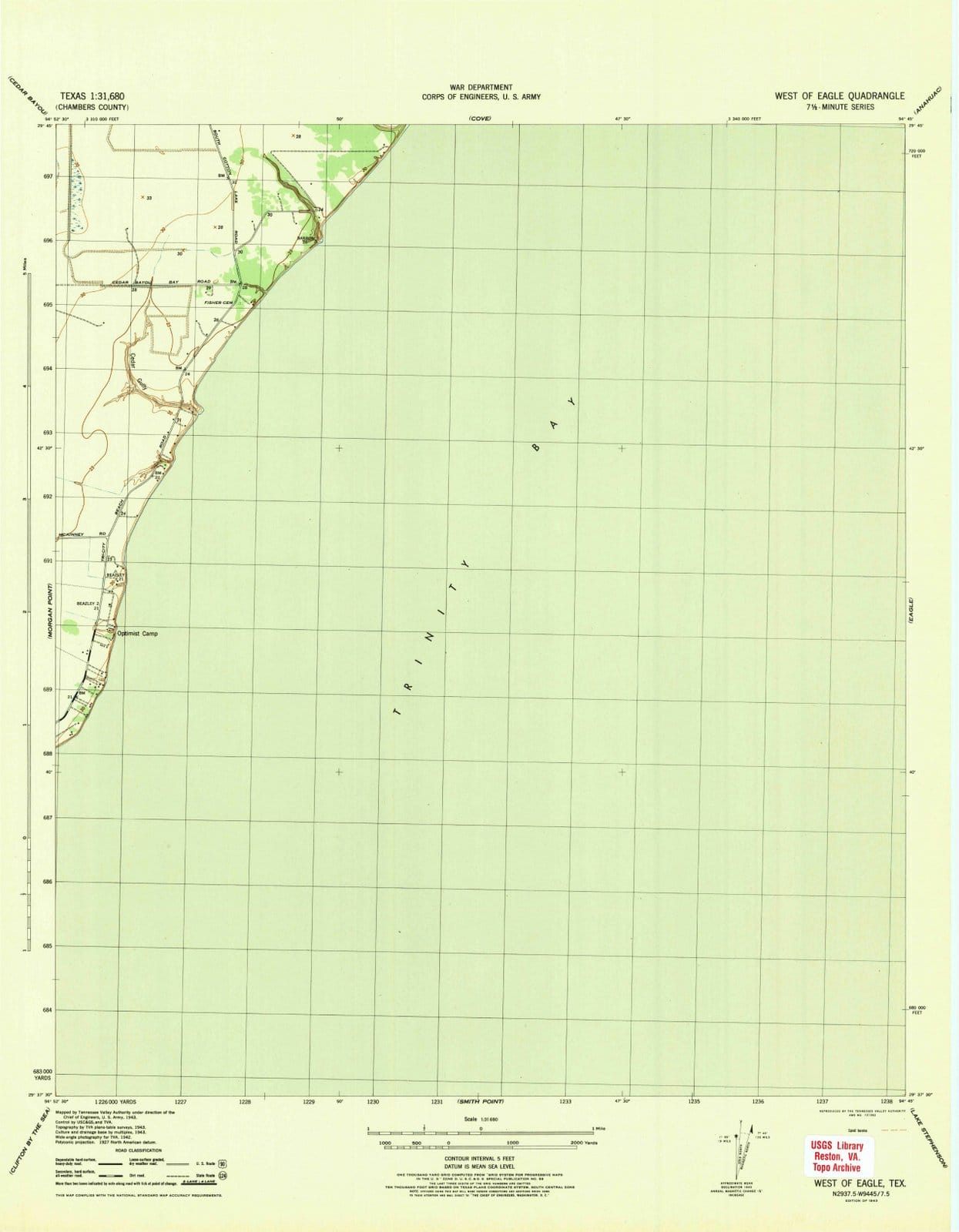 1943 West of Eagle, TX - Texas - USGS Topographic Map