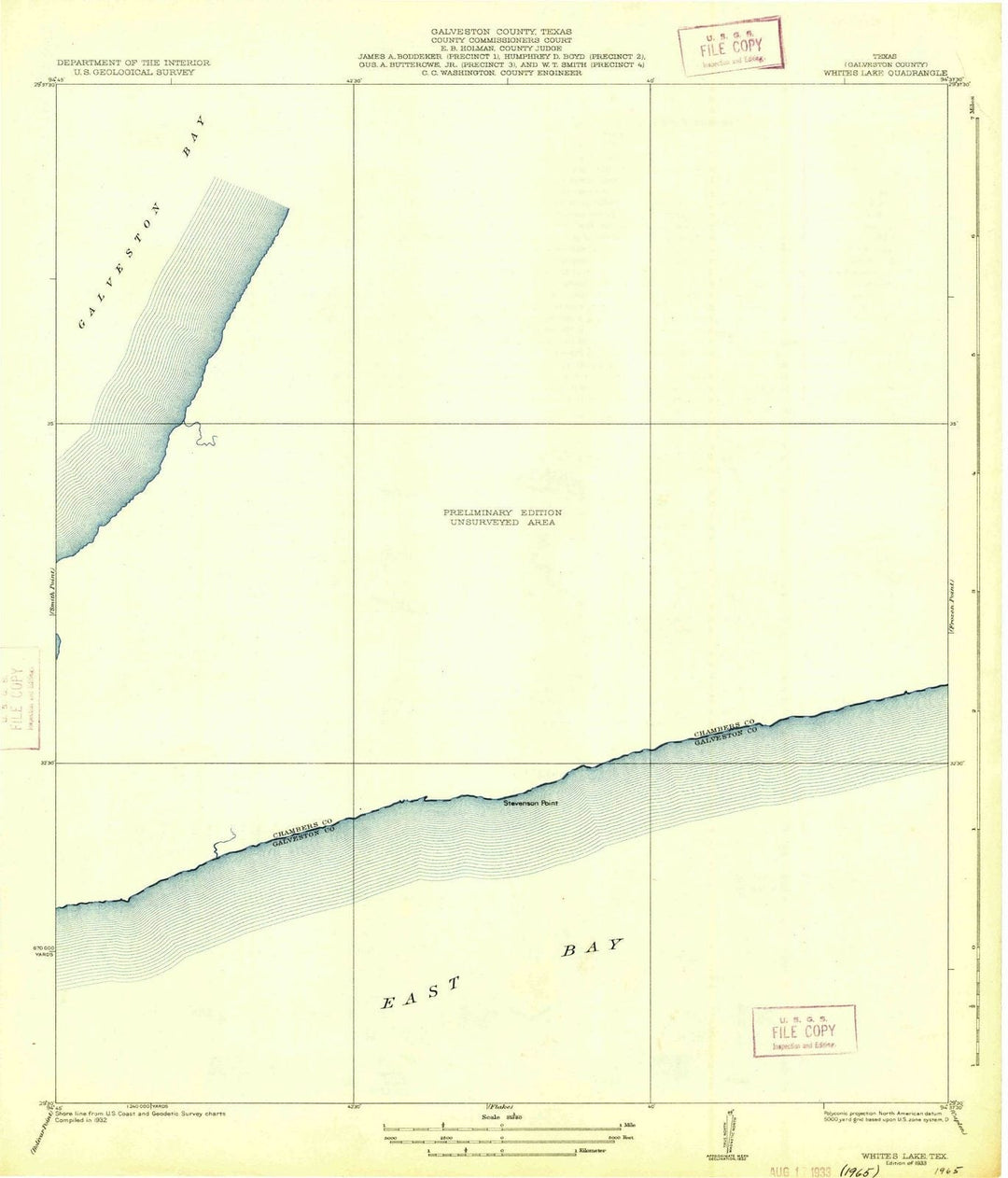 1933 Whites Lake, TX - Texas - USGS Topographic Map