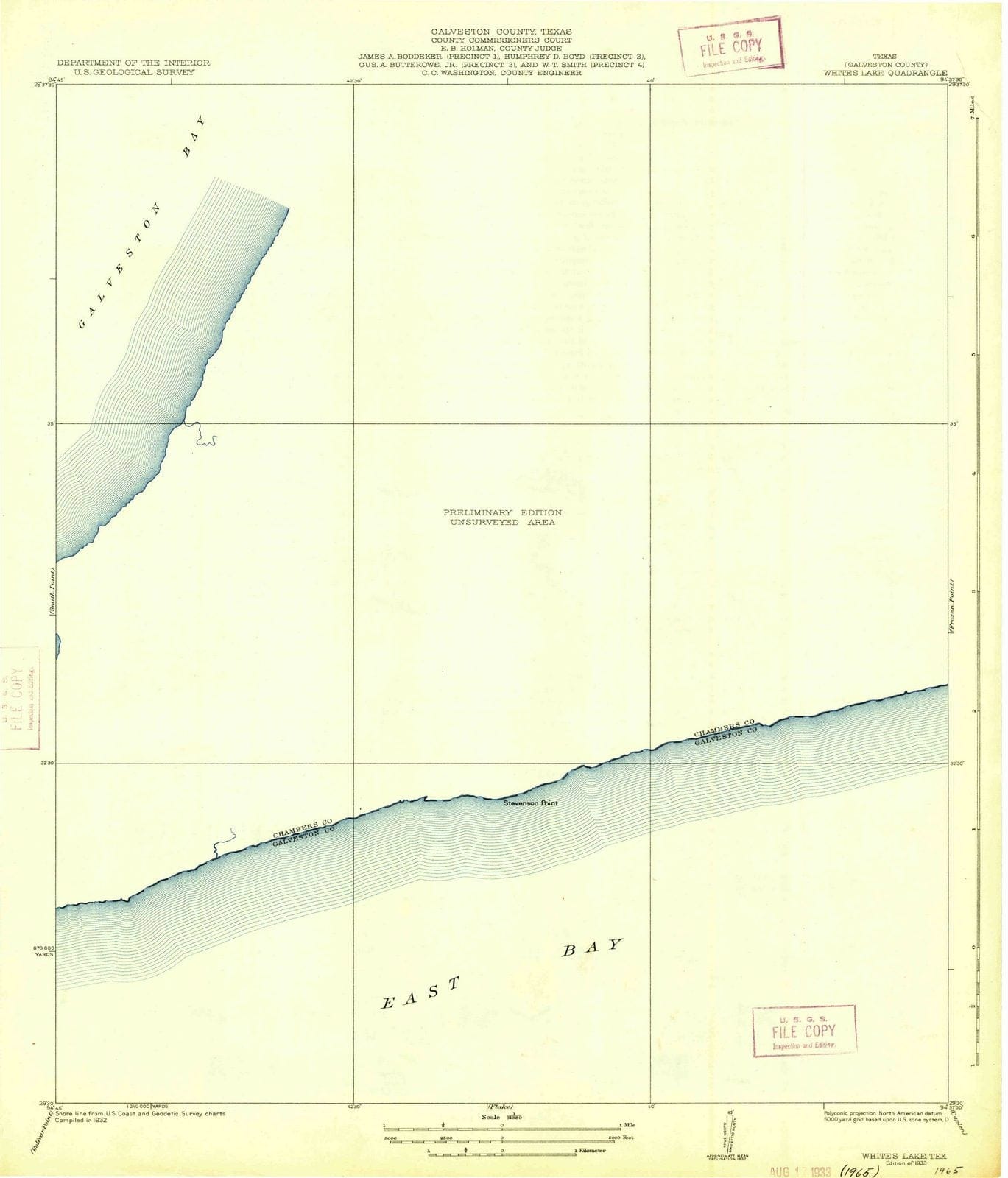 1933 Whites Lake, TX - Texas - USGS Topographic Map