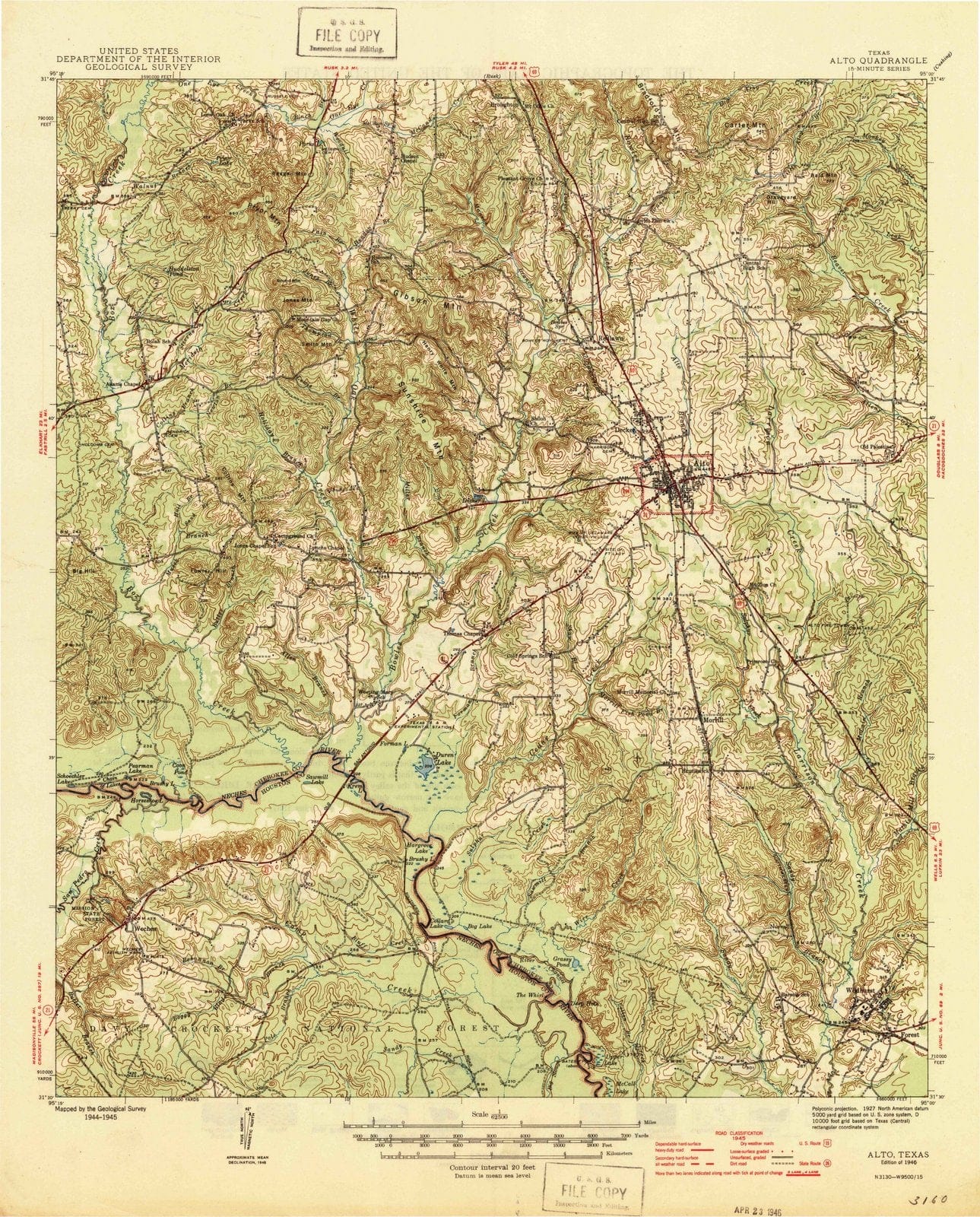 1946 Alto, TX - Texas - USGS Topographic Map