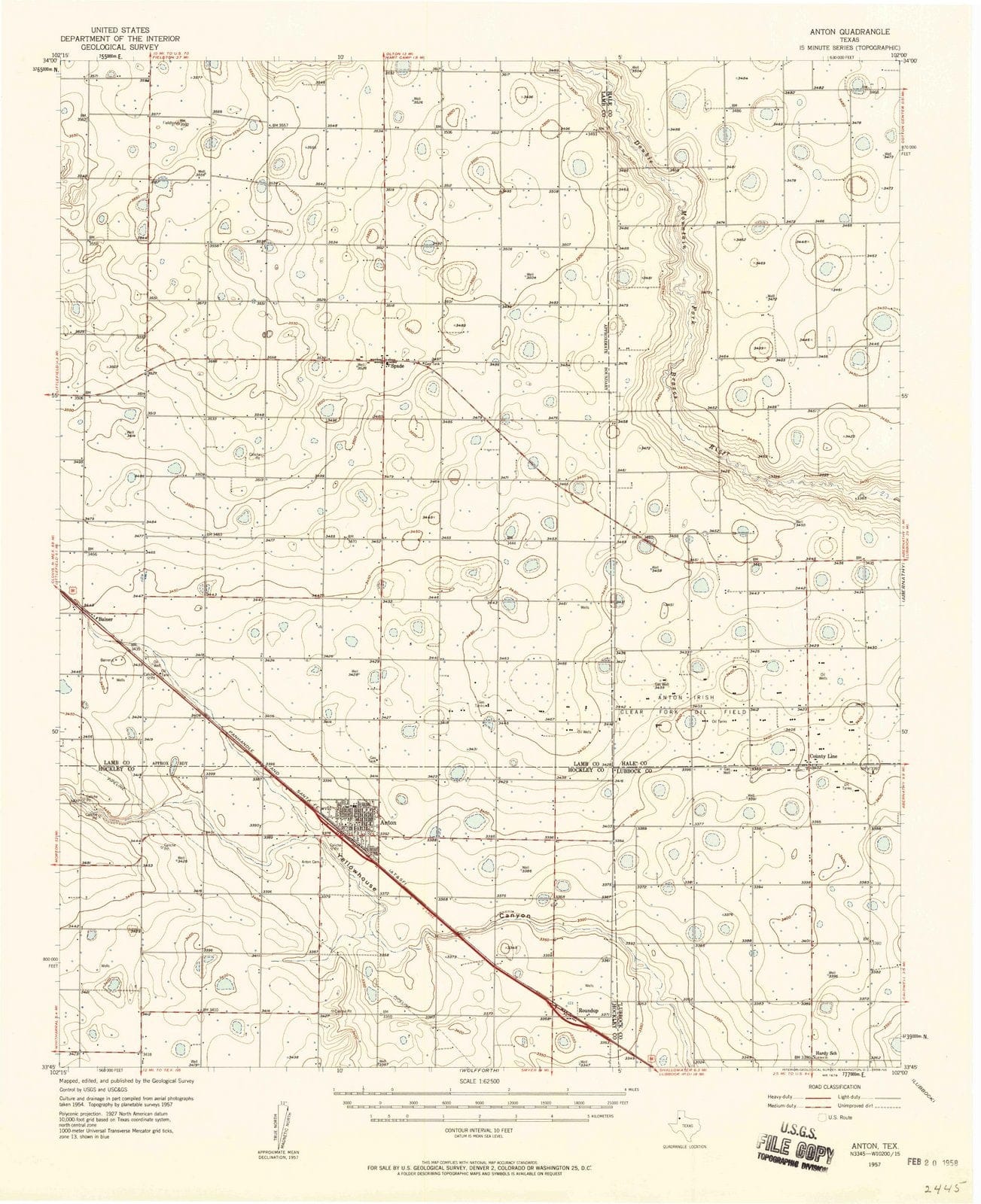 1957 Anton, TX - Texas - USGS Topographic Map