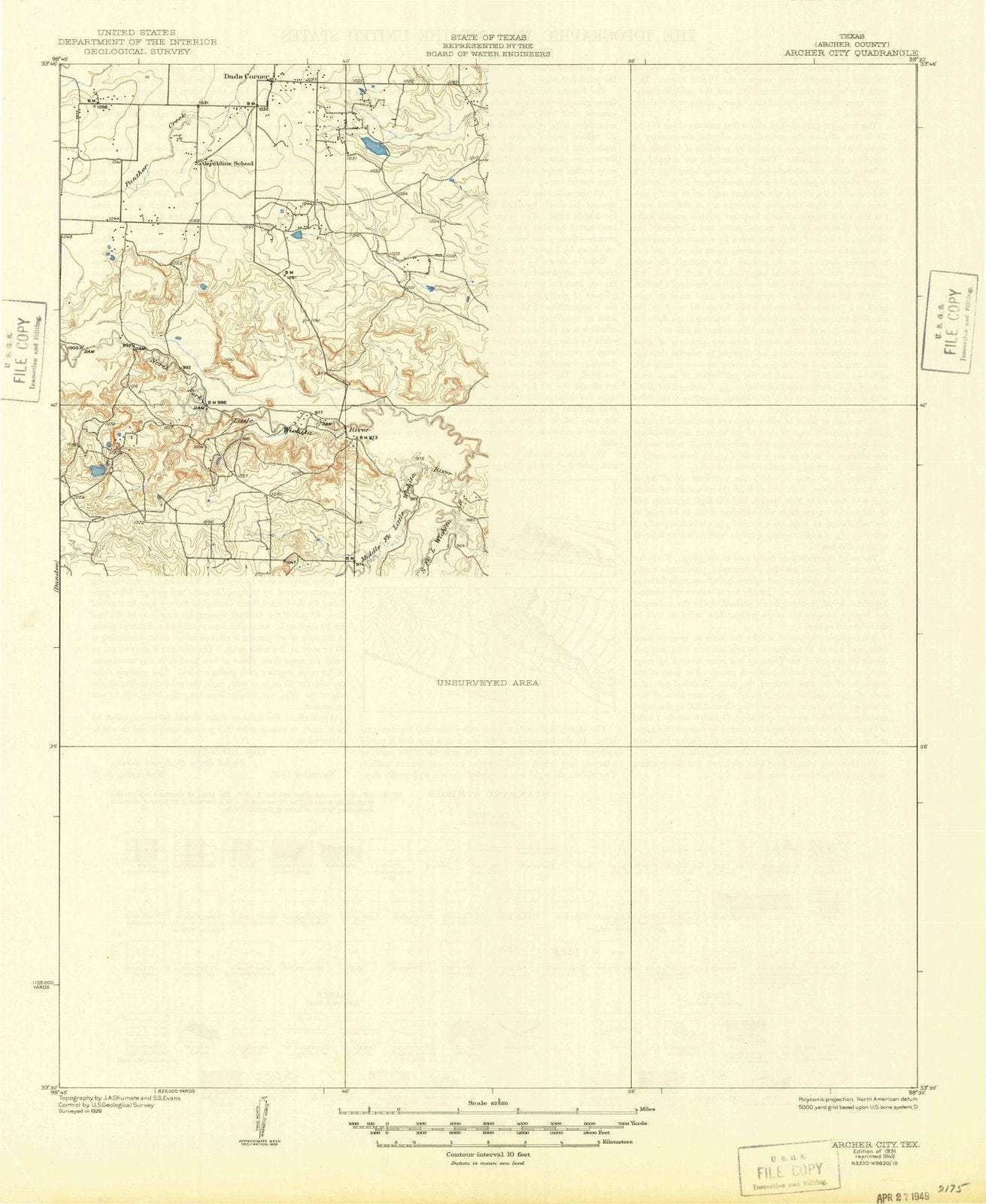 1931 Archer City, TX - Texas - USGS Topographic Map