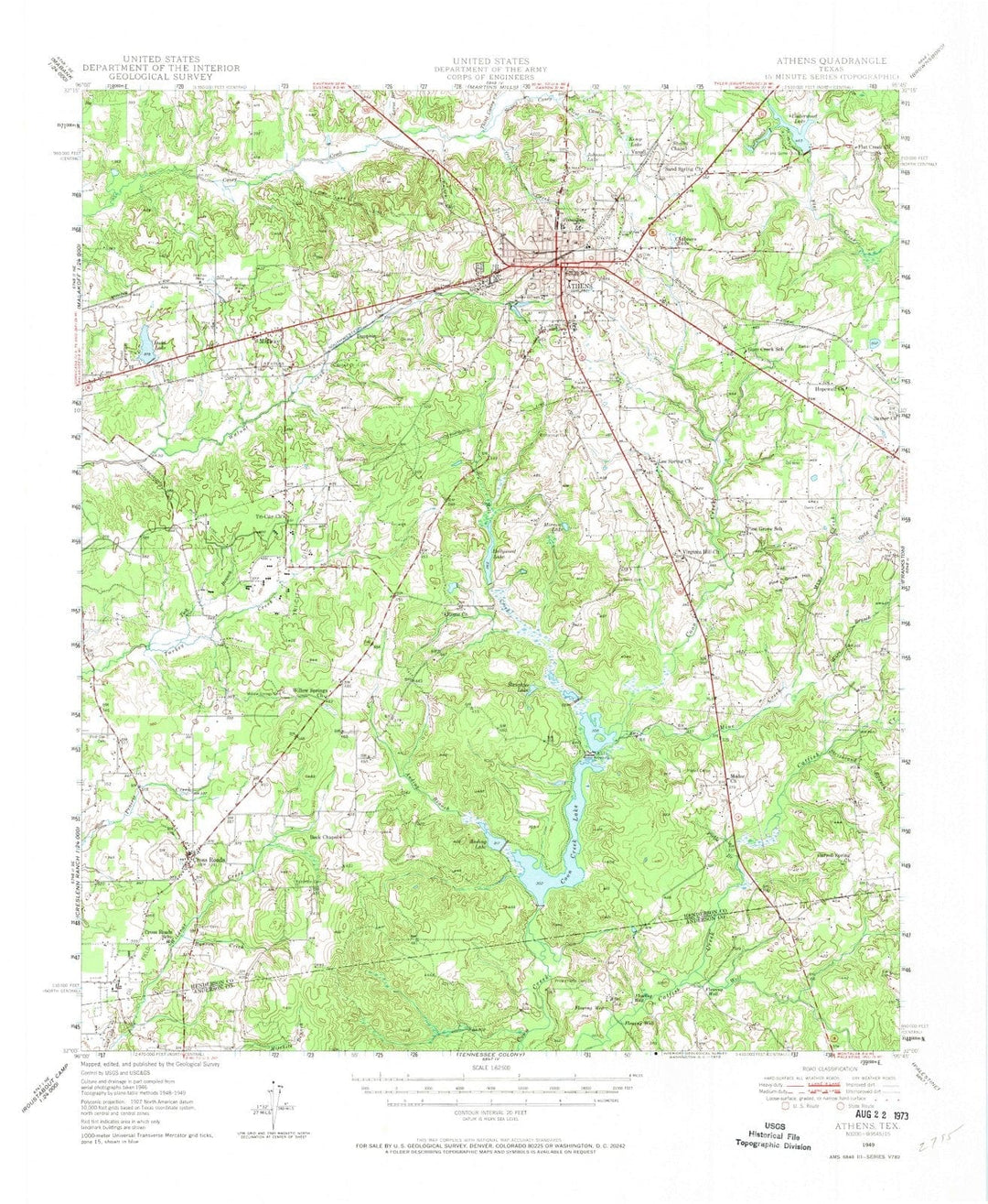 1949 Athens, TX - Texas - USGS Topographic Map