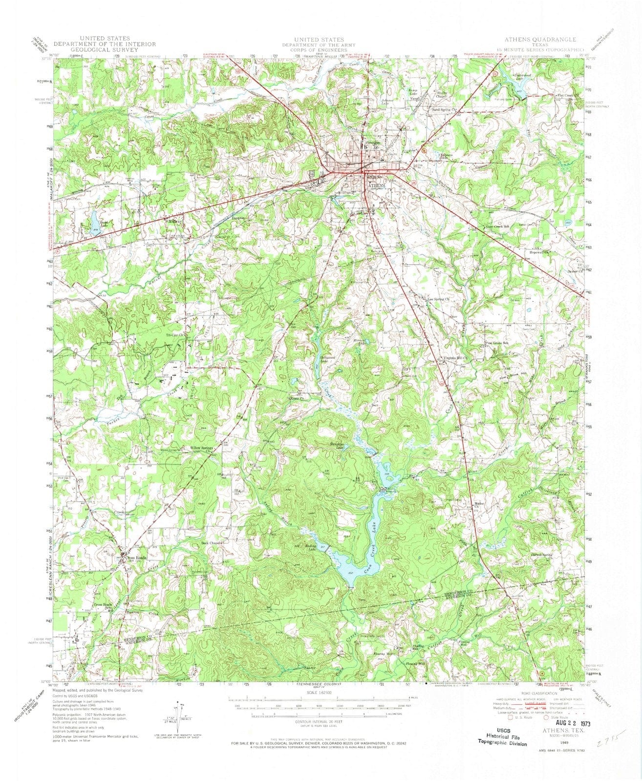 1949 Athens, TX - Texas - USGS Topographic Map