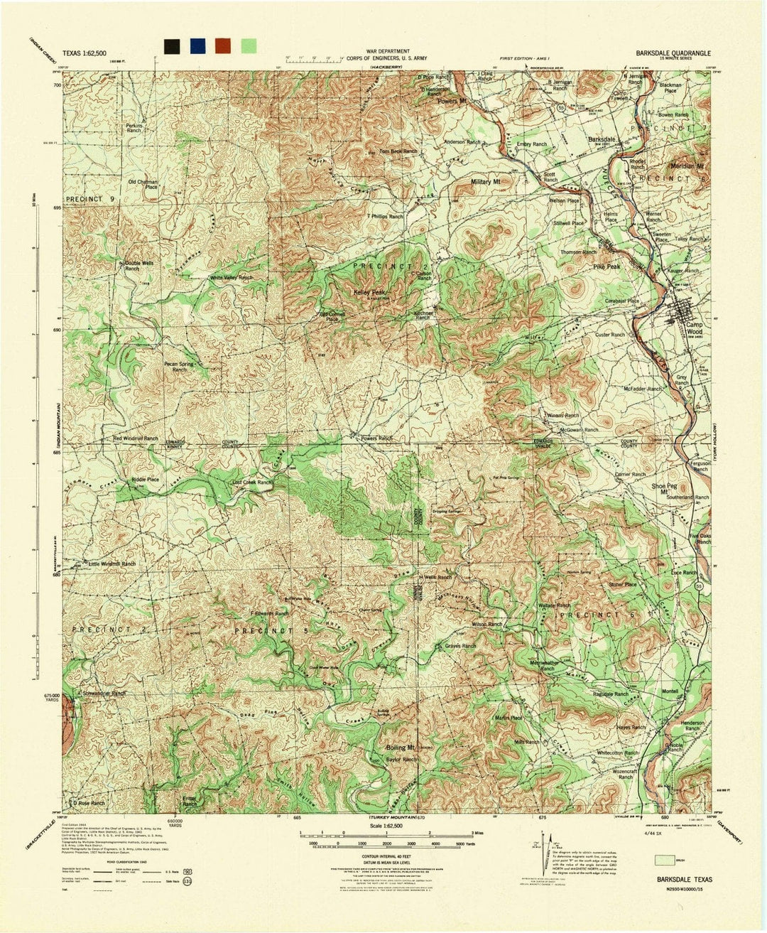 1944 Barksdale, TX - Texas - USGS Topographic Map
