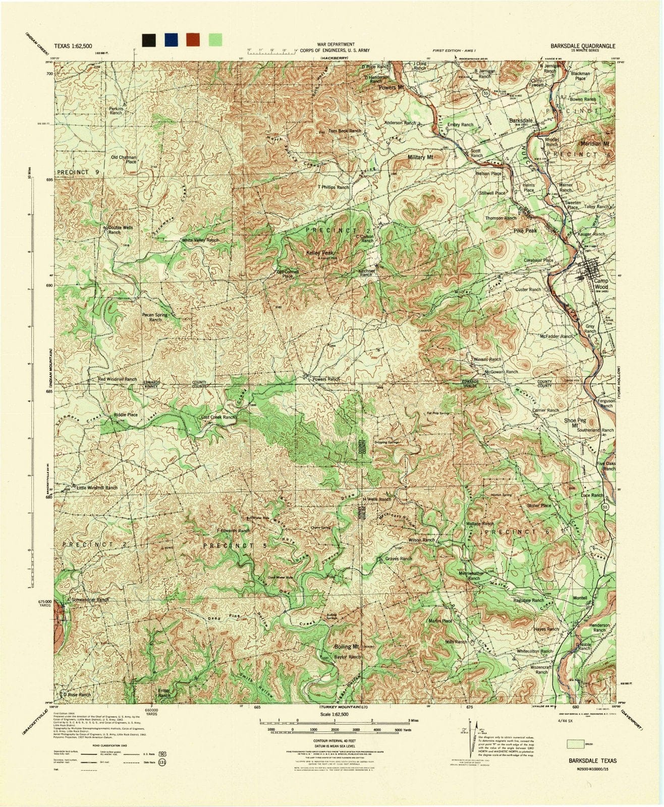 1944 Barksdale, TX - Texas - USGS Topographic Map