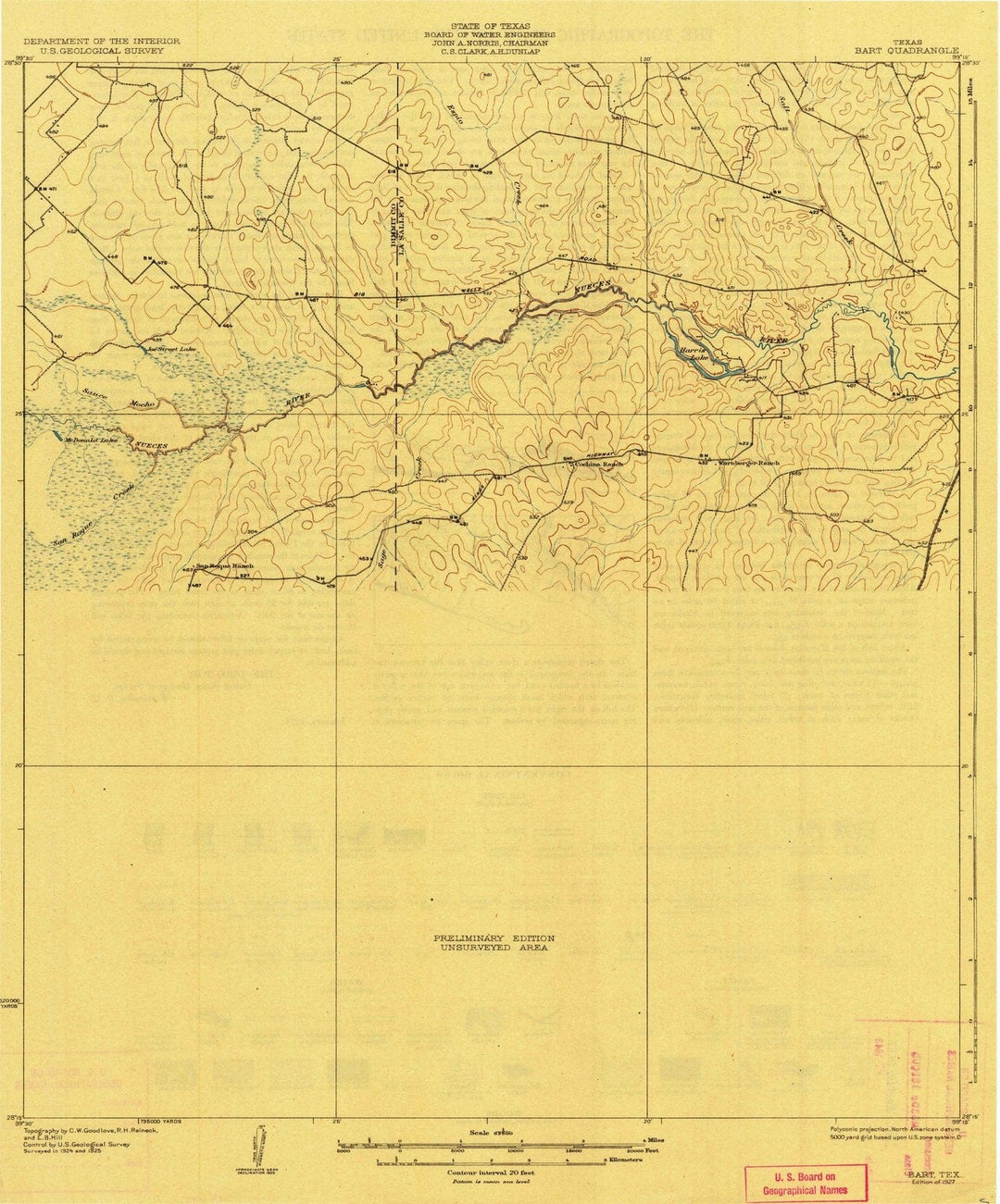 1927 Bart, TX - Texas - USGS Topographic Map