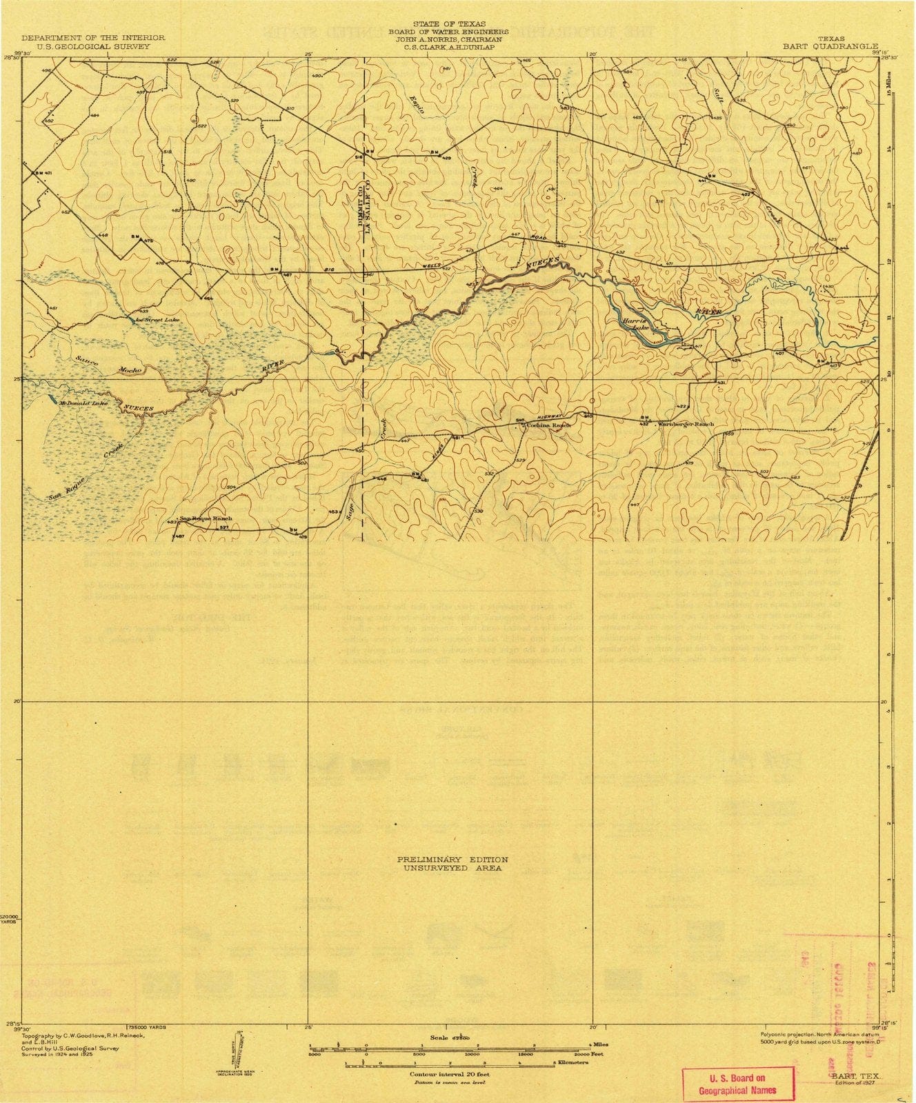 1927 Bart, TX - Texas - USGS Topographic Map
