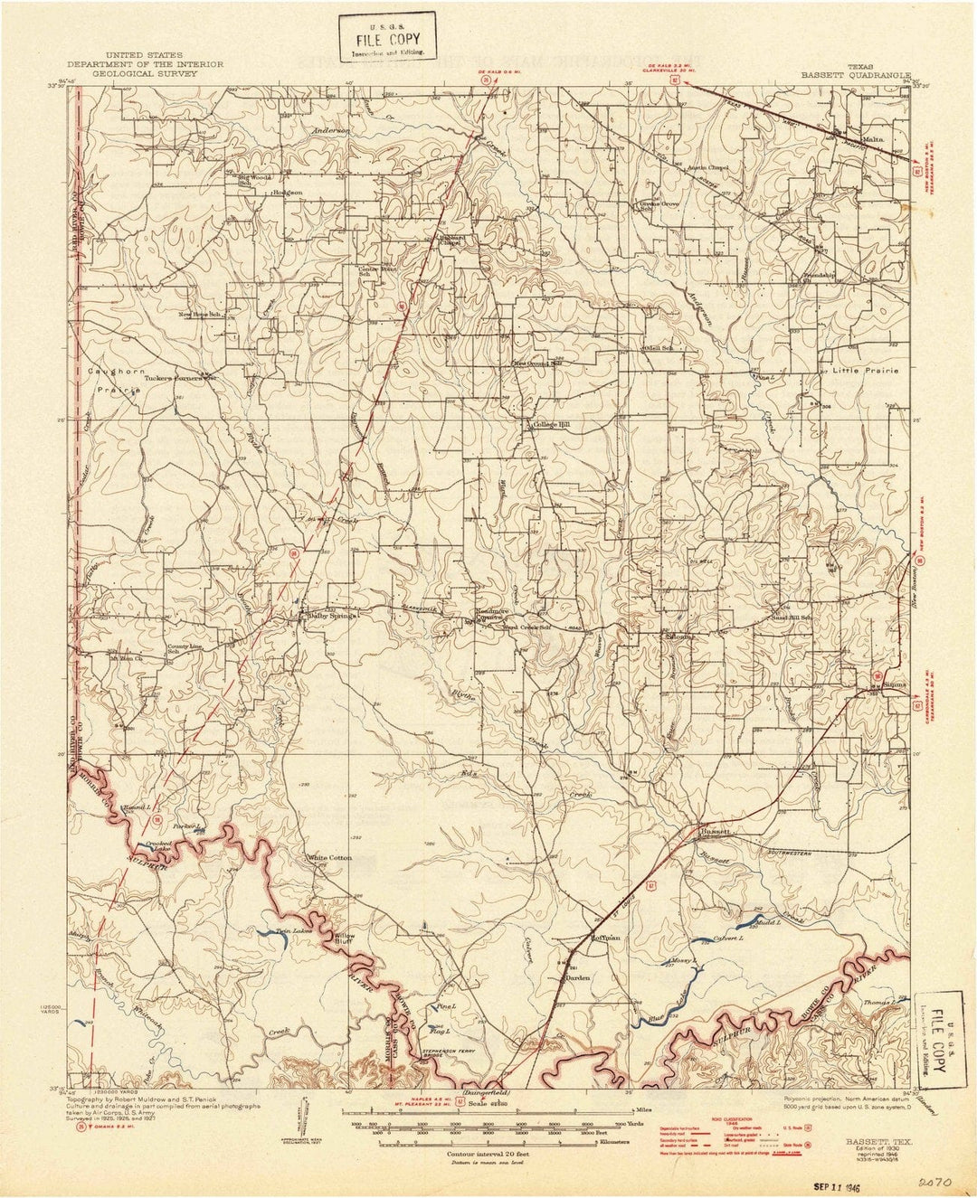 1930 Bassett, TX - Texas - USGS Topographic Map