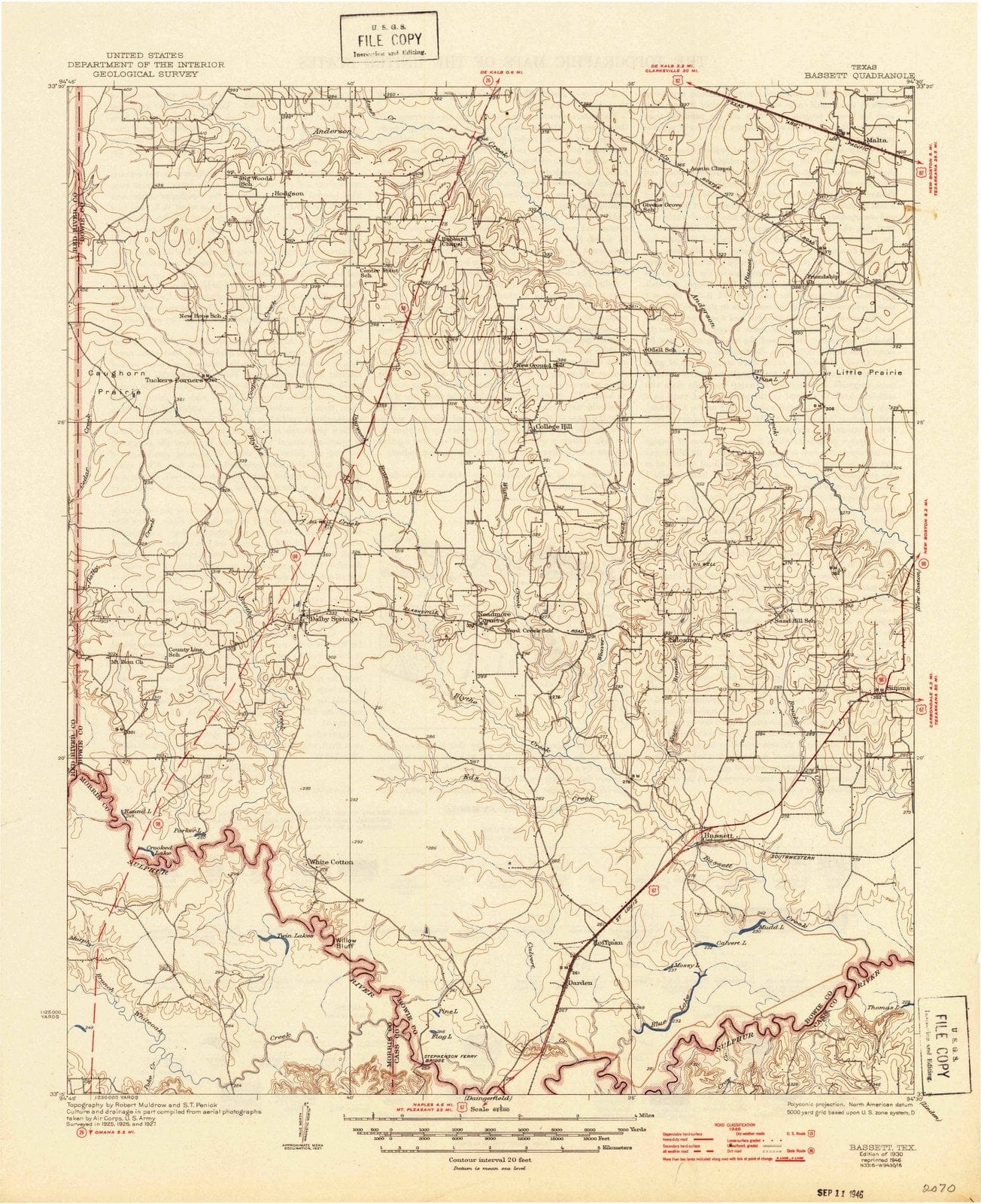 1930 Bassett, TX - Texas - USGS Topographic Map