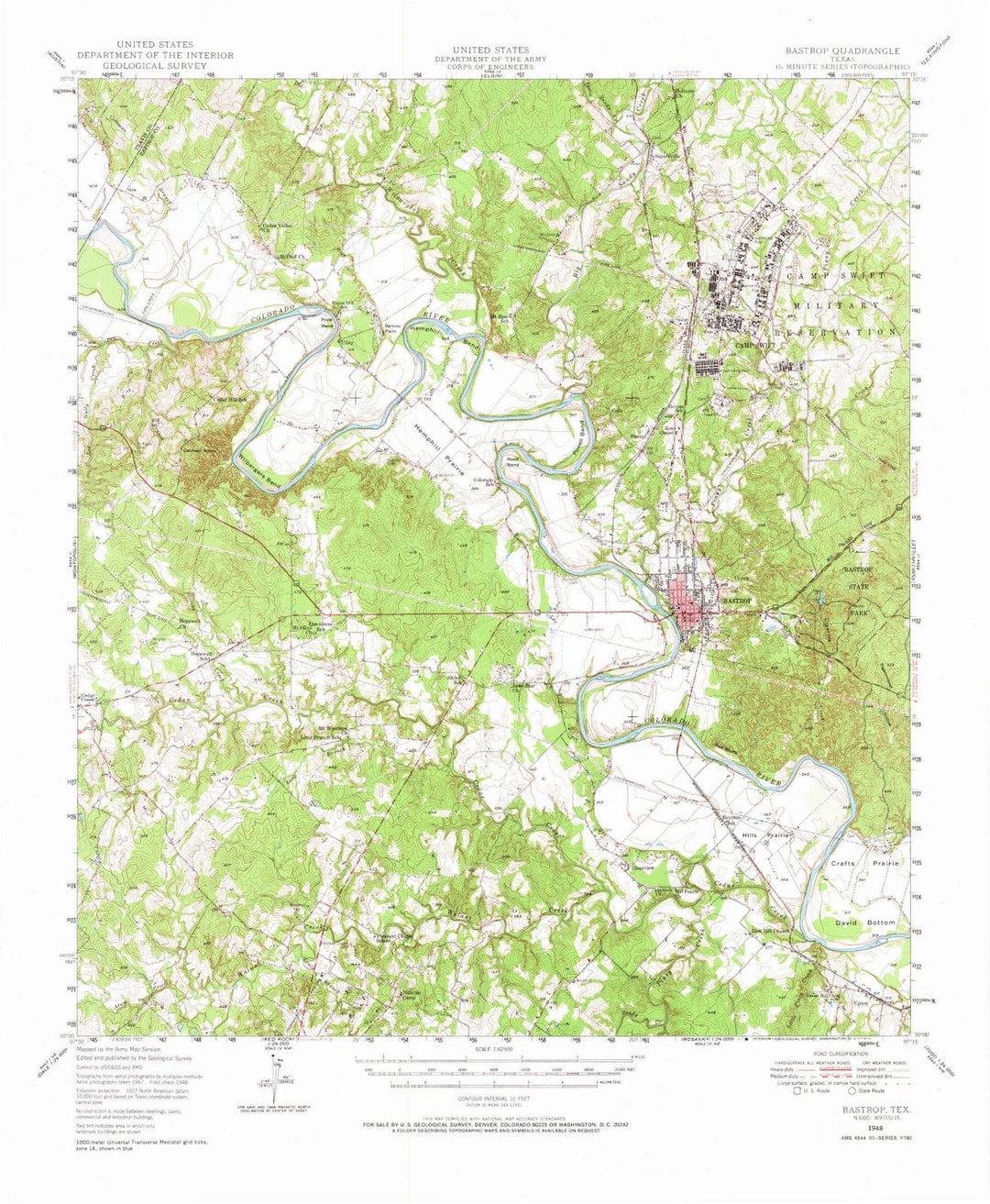 1948 Bastrop, TX - Texas - USGS Topographic Map