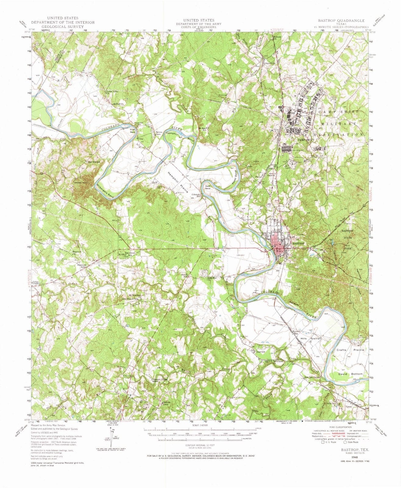 1948 Bastrop, TX - Texas - USGS Topographic Map