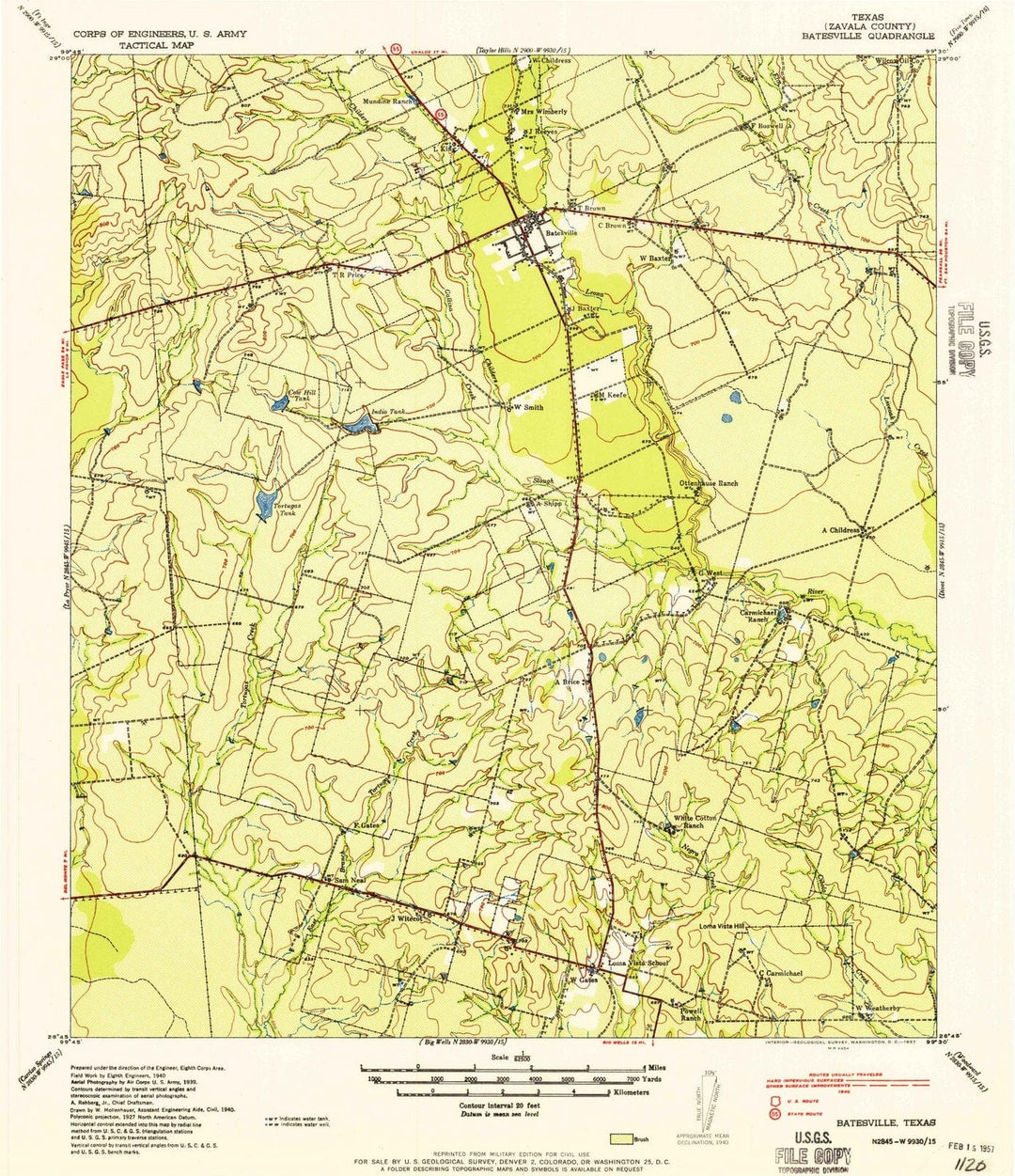 1957 Gatesville, TX - Texas - USGS Topographic Map