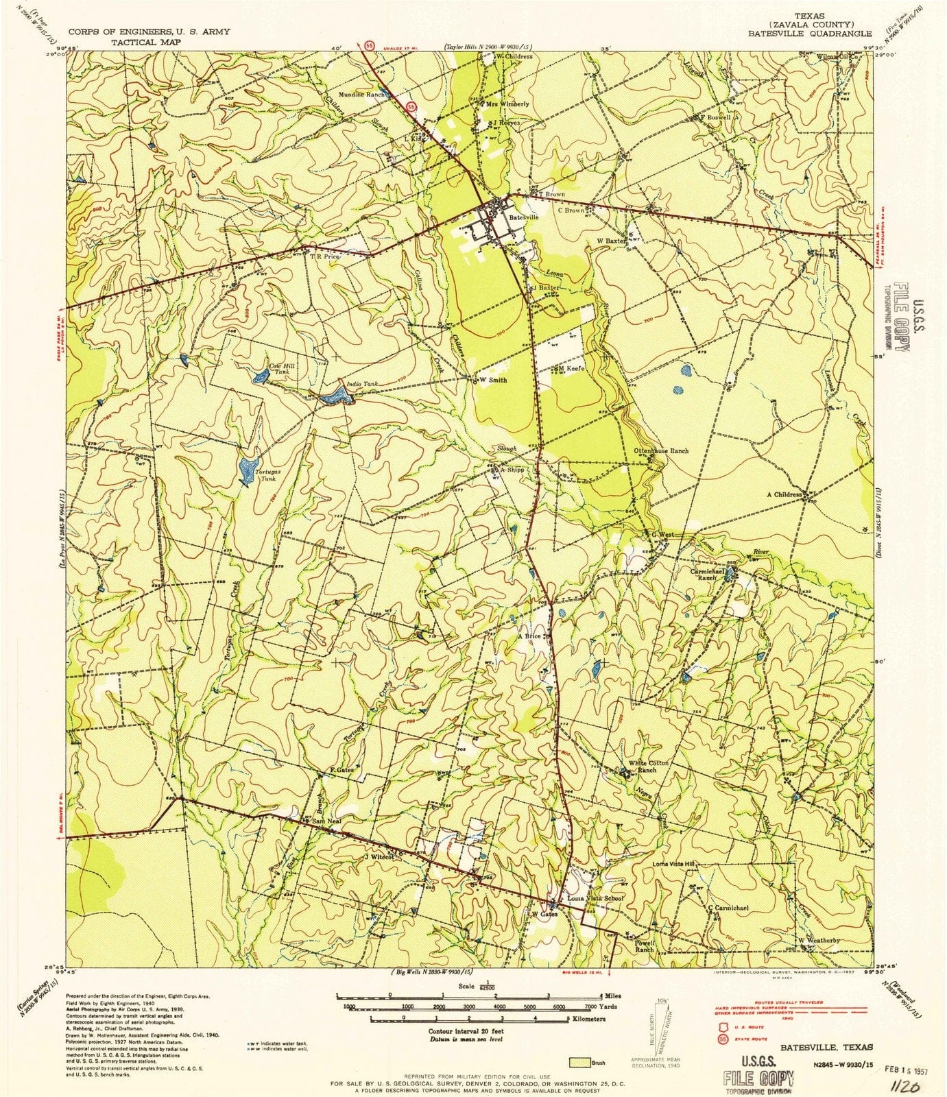 1957 Gatesville, TX - Texas - USGS Topographic Map