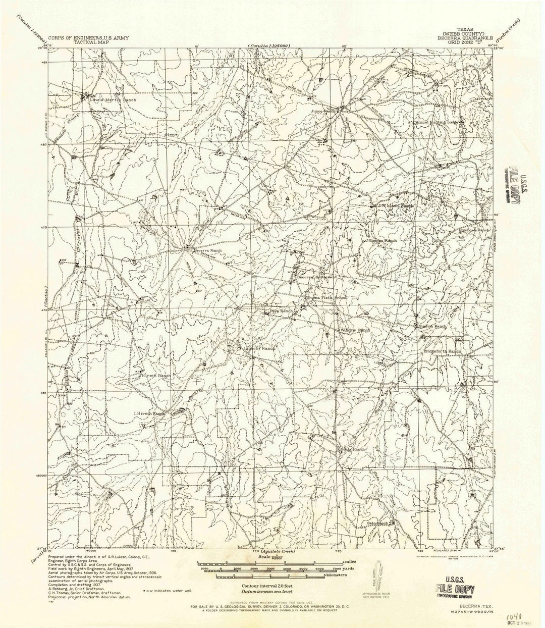 1956 Becerra, TX - Texas - USGS Topographic Map