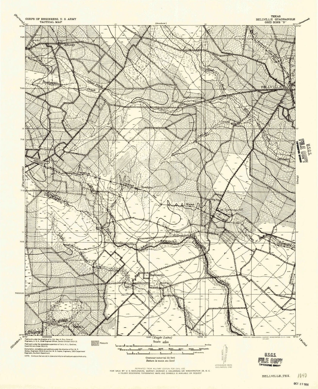 1956 Bellville, TX - Texas - USGS Topographic Map