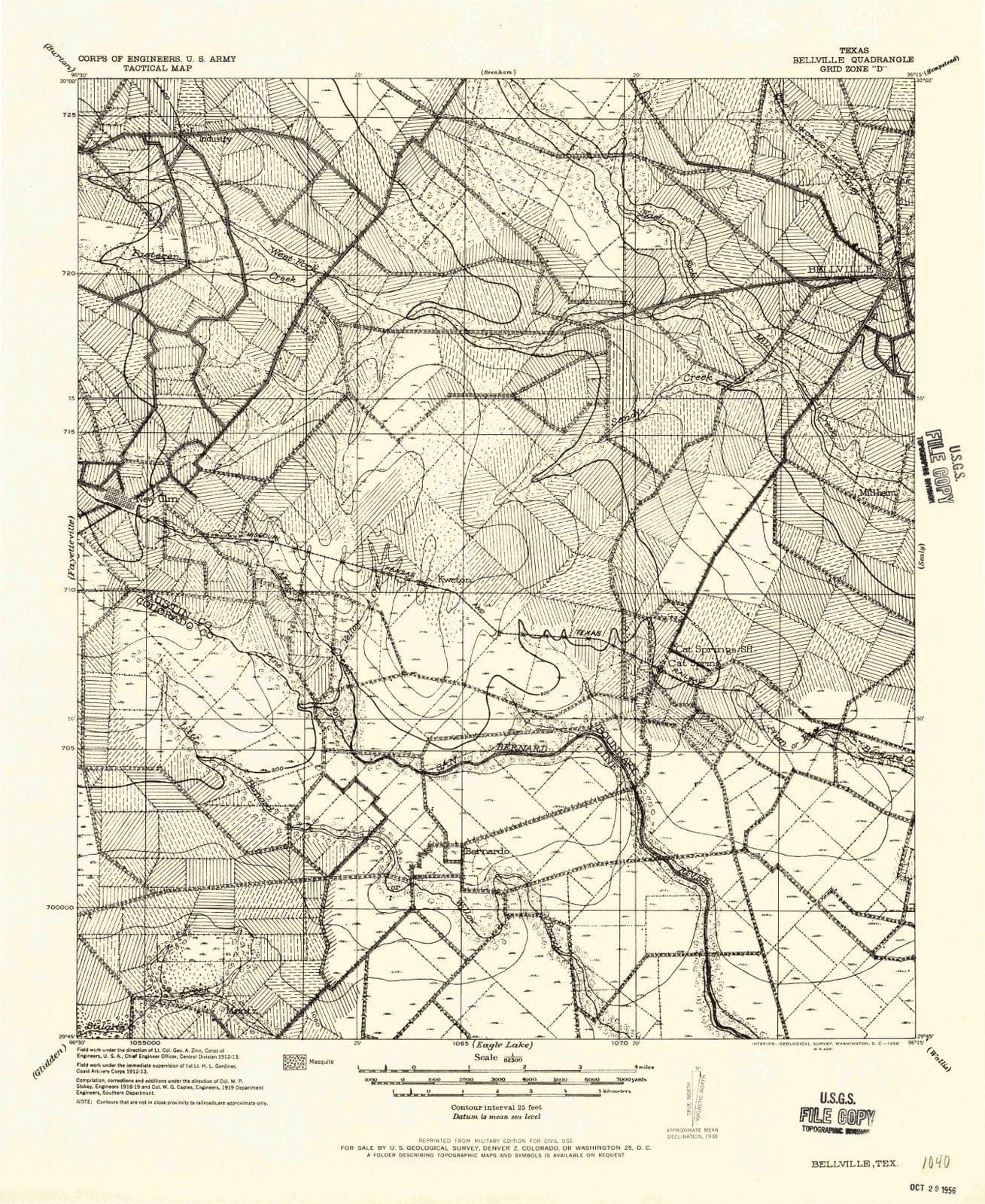 1956 Bellville, TX - Texas - USGS Topographic Map