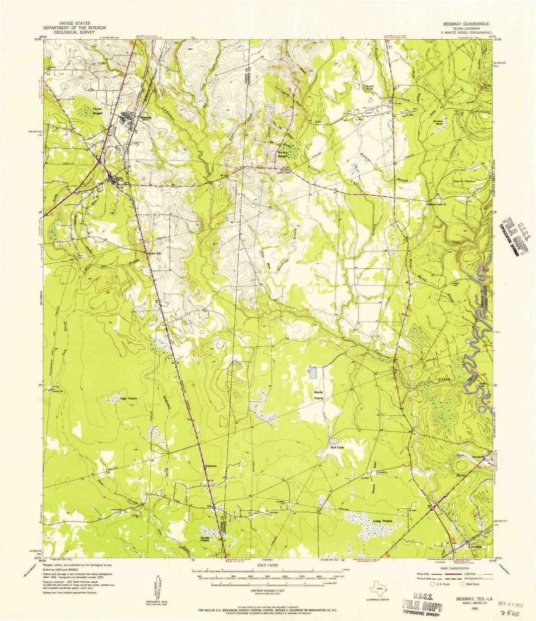 1955 Bessmay, TX - Texas - USGS Topographic Map