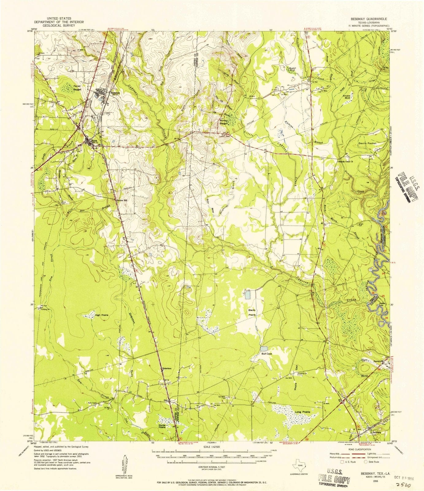 1955 Bessmay, TX - Texas - USGS Topographic Map