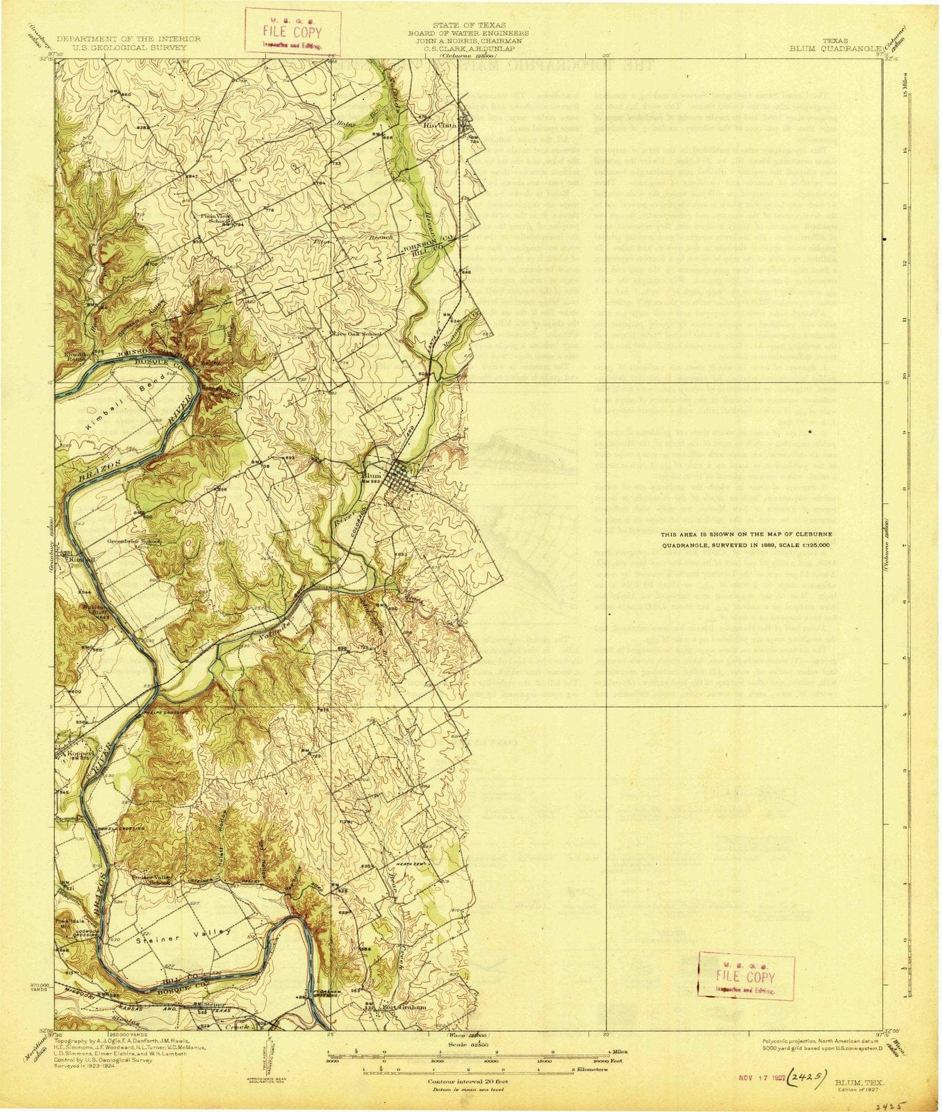 1927 Blum, TX - Texas - USGS Topographic Map