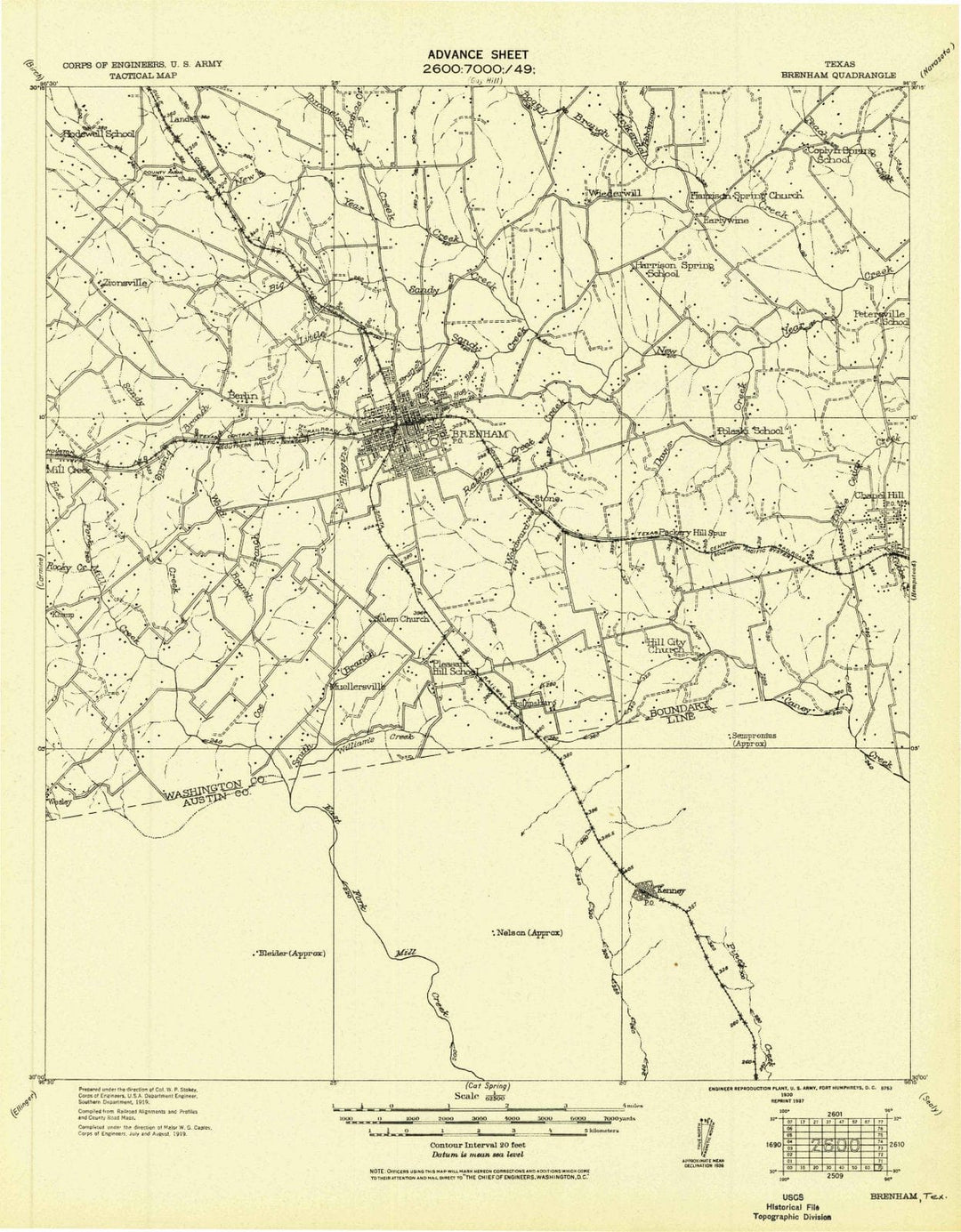 1930 Brenham, TX - Texas - USGS Topographic Map