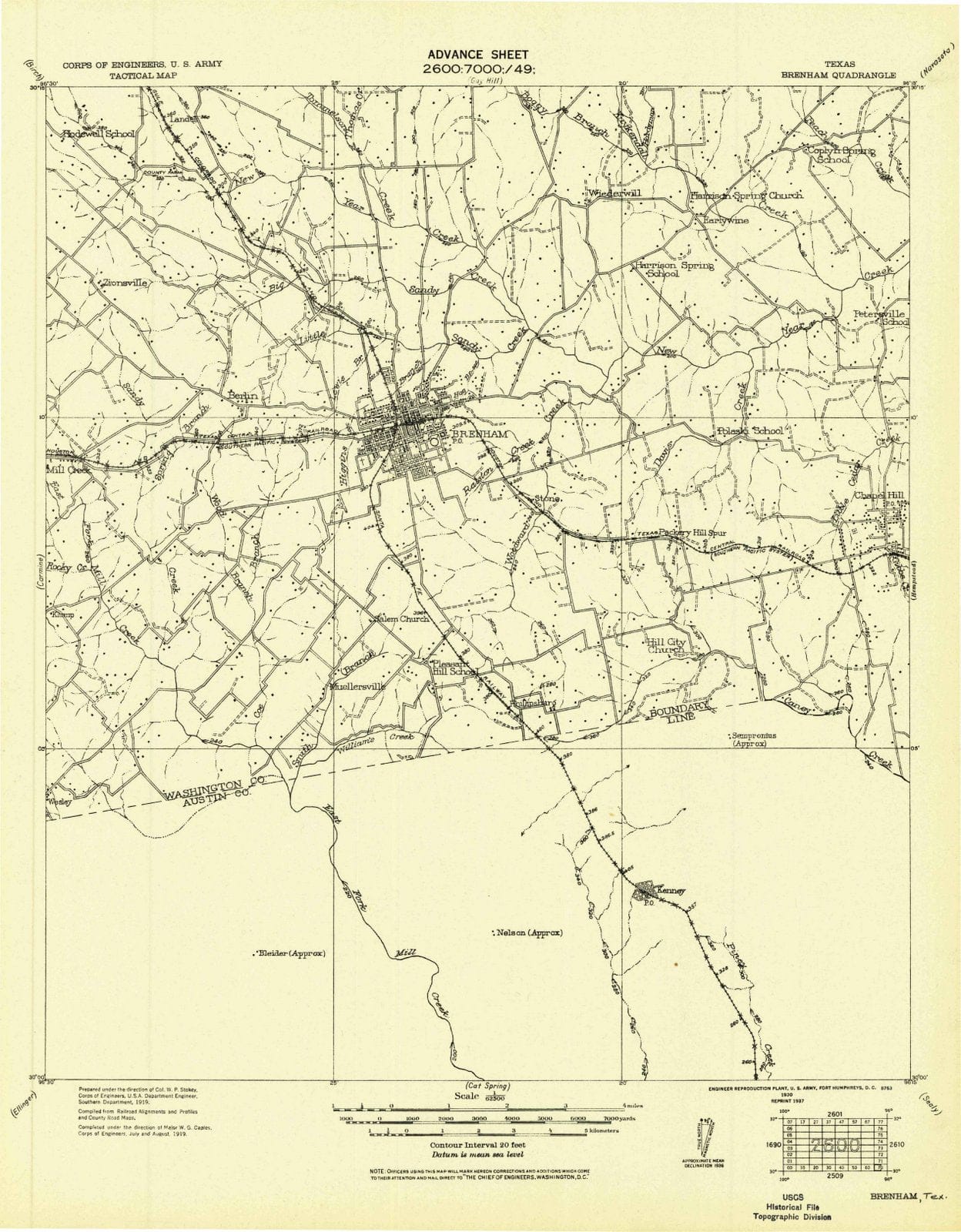 1930 Brenham, TX - Texas - USGS Topographic Map