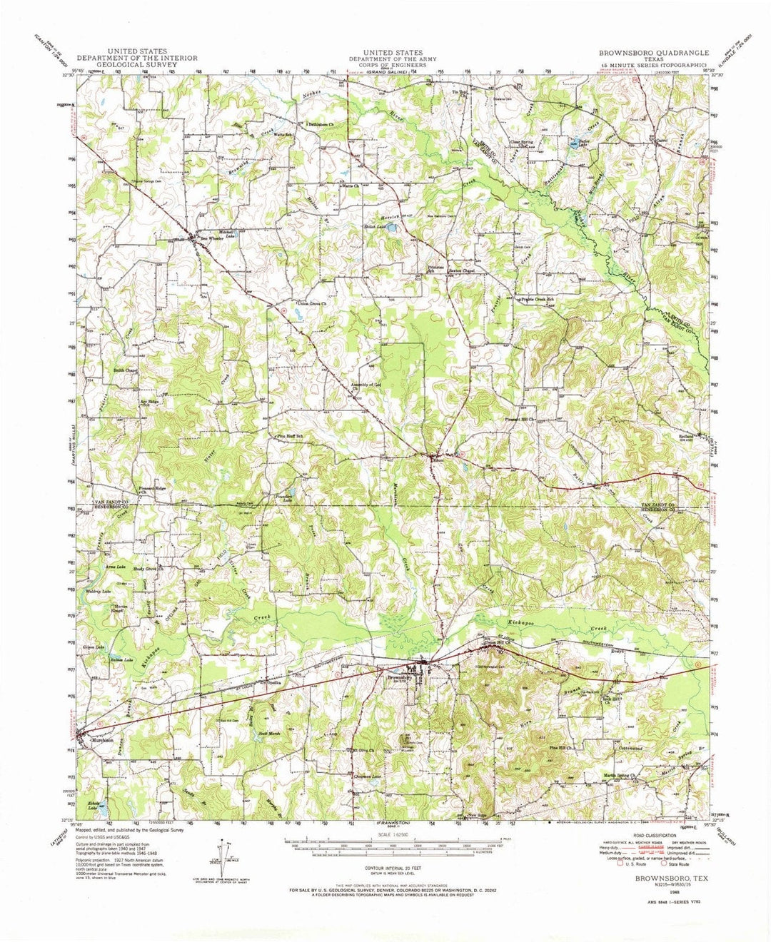 1948 Brownsboro, TX - Texas - USGS Topographic Map