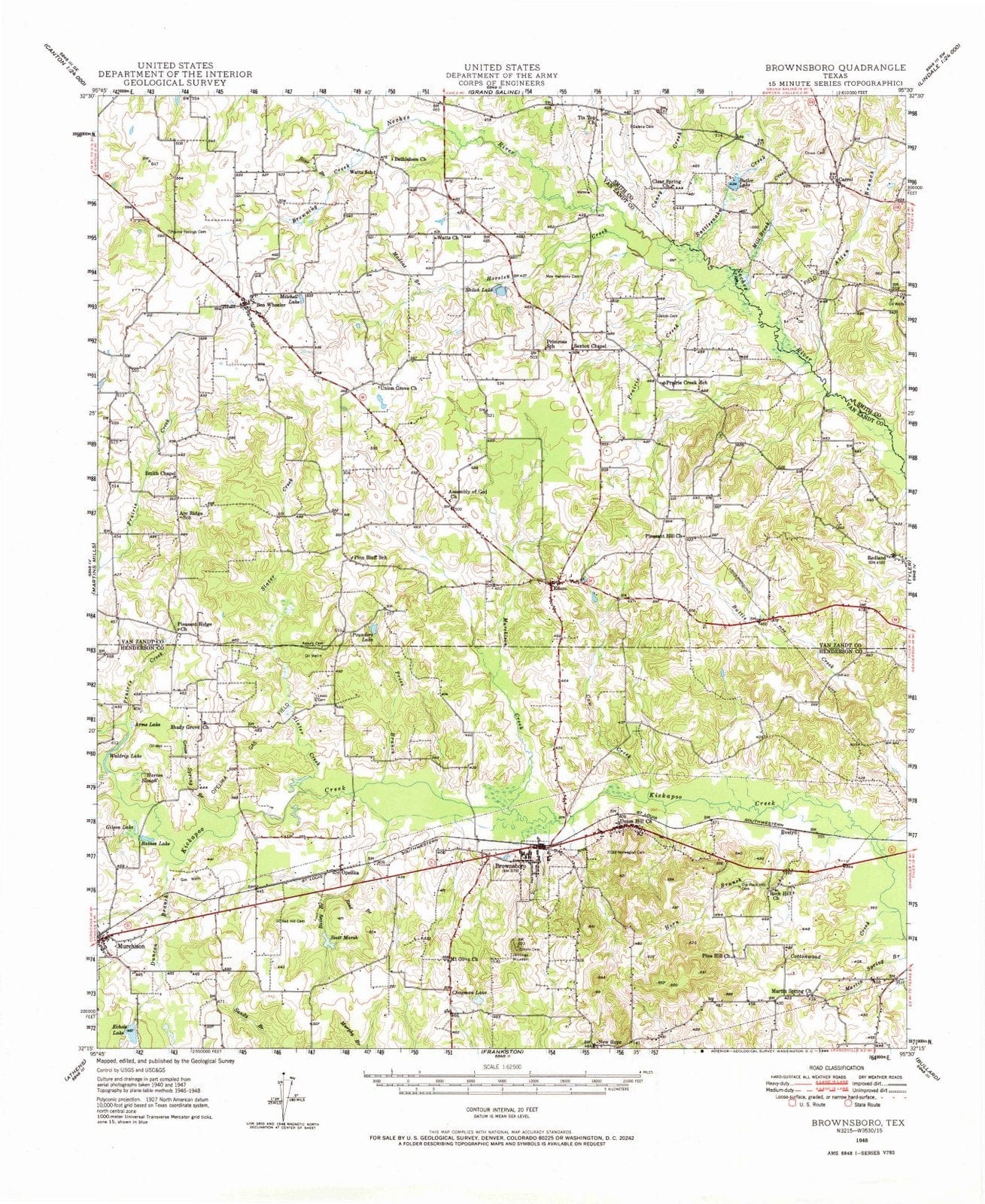 1948 Brownsboro, TX - Texas - USGS Topographic Map