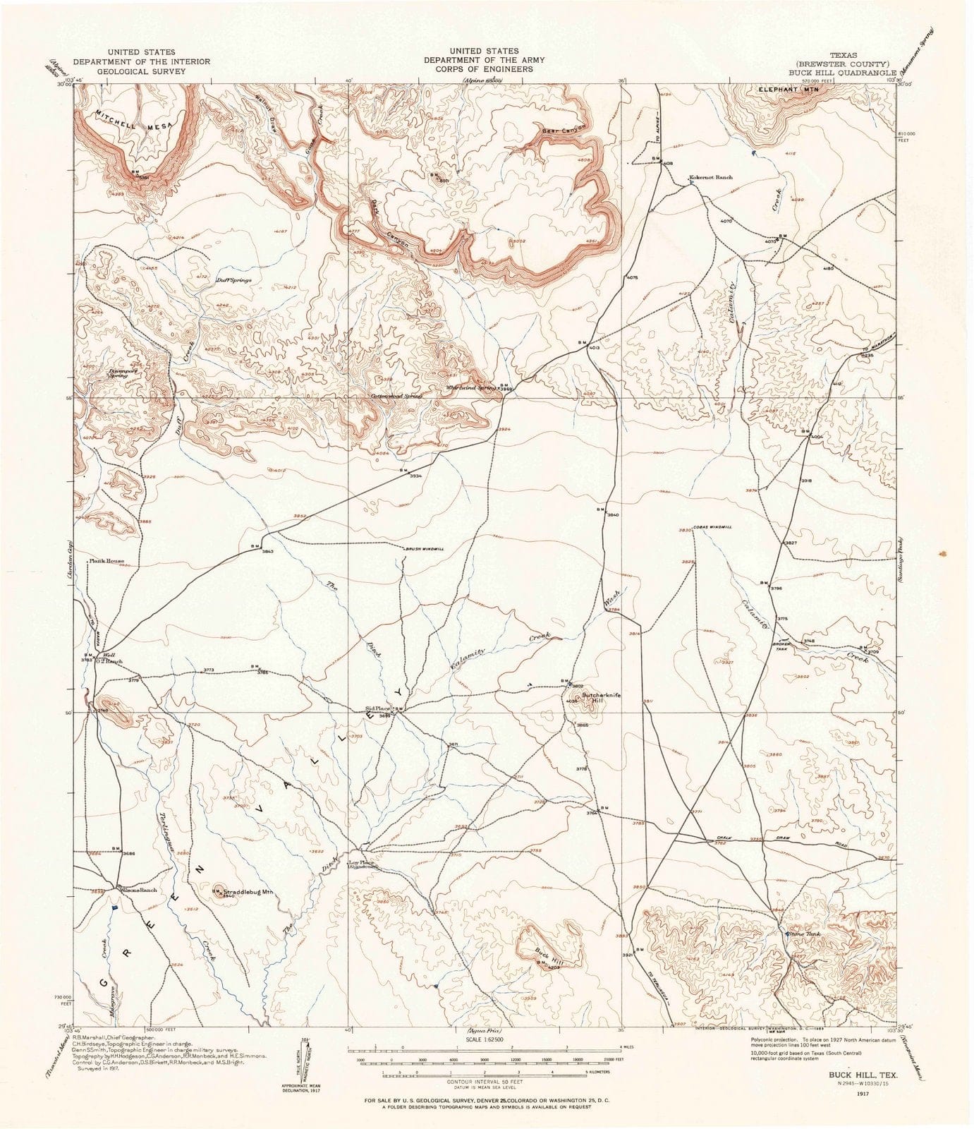 1917 Buck Hill, TX - Texas - USGS Topographic Map