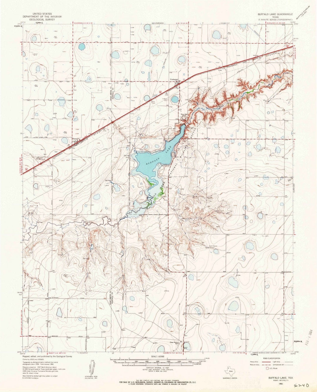 1961 Buffalo Lake, TX - Texas - USGS Topographic Map