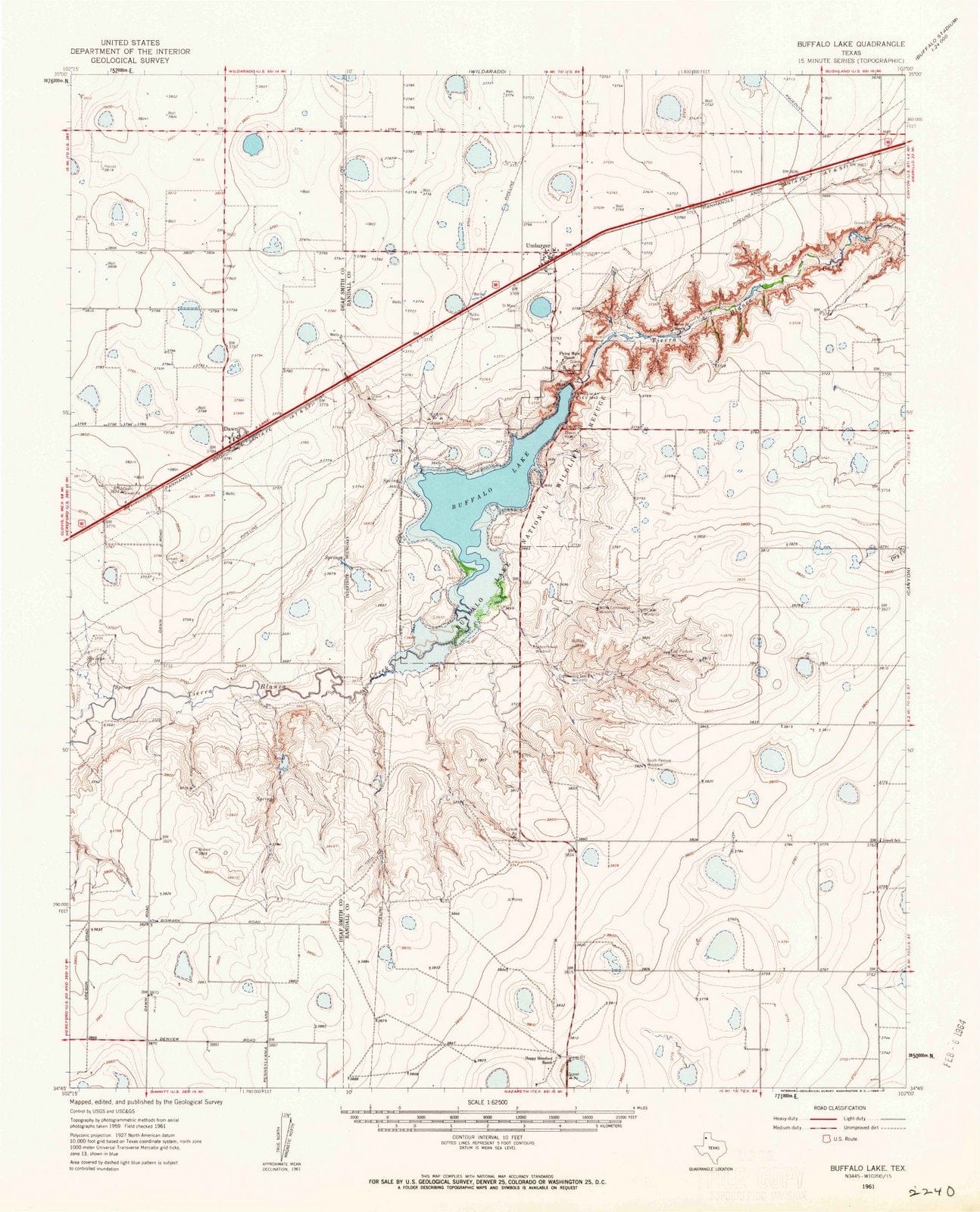 1961 Buffalo Lake, TX - Texas - USGS Topographic Map