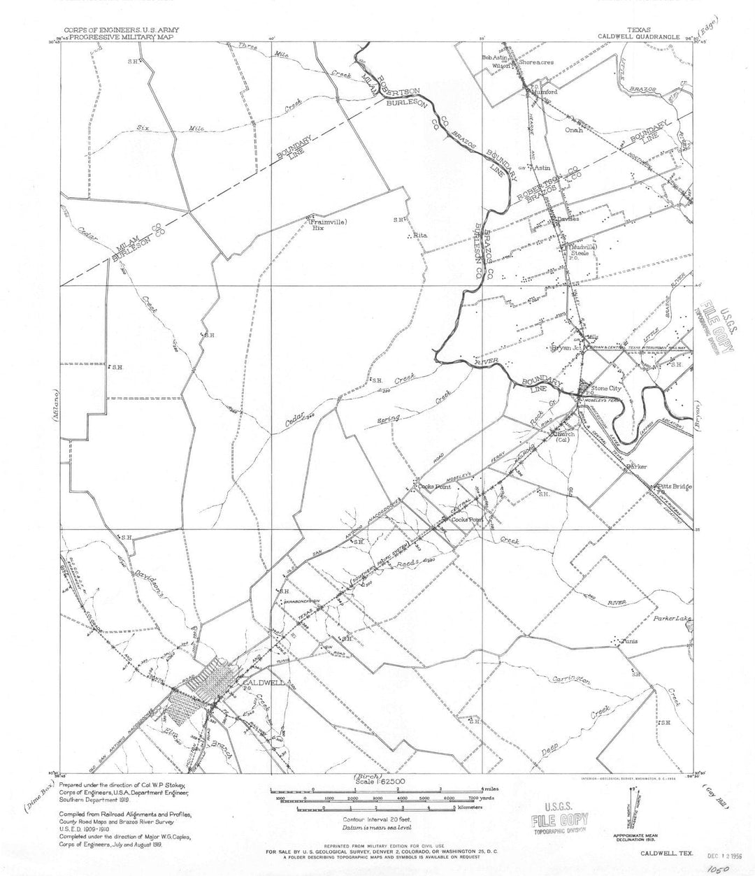 1956 Caldwell, TX - Texas - USGS Topographic Map