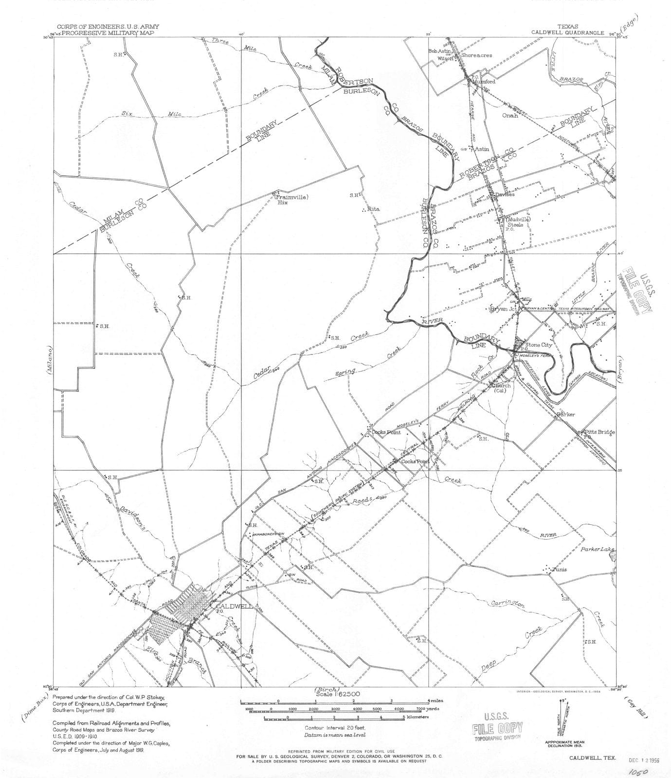1956 Caldwell, TX - Texas - USGS Topographic Map