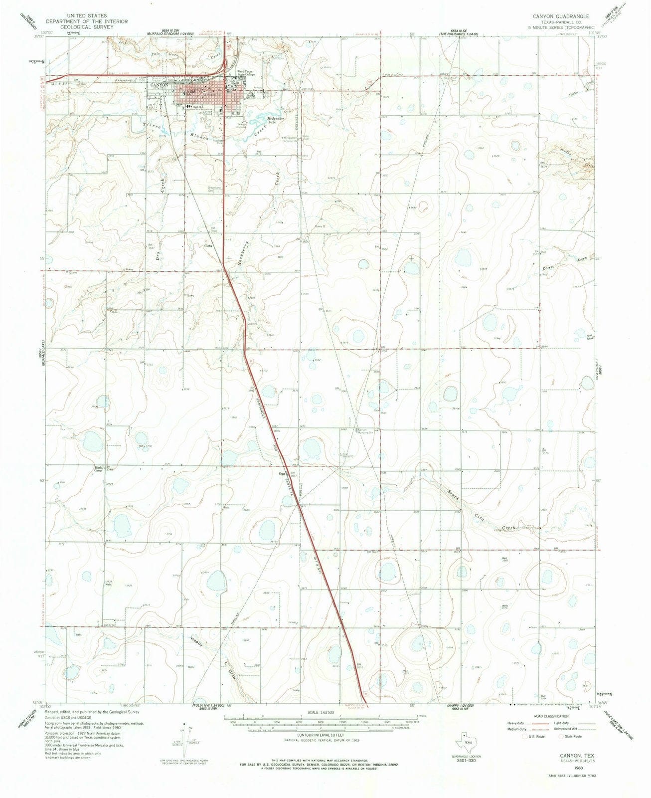1960 Canyon, TX - Texas - USGS Topographic Map