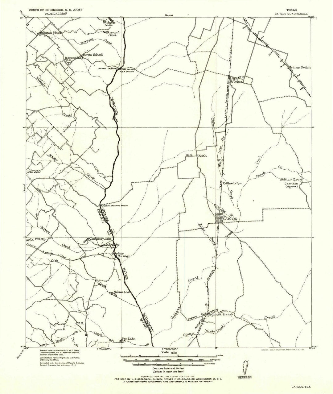 1956 Carlos, TX - Texas - USGS Topographic Map