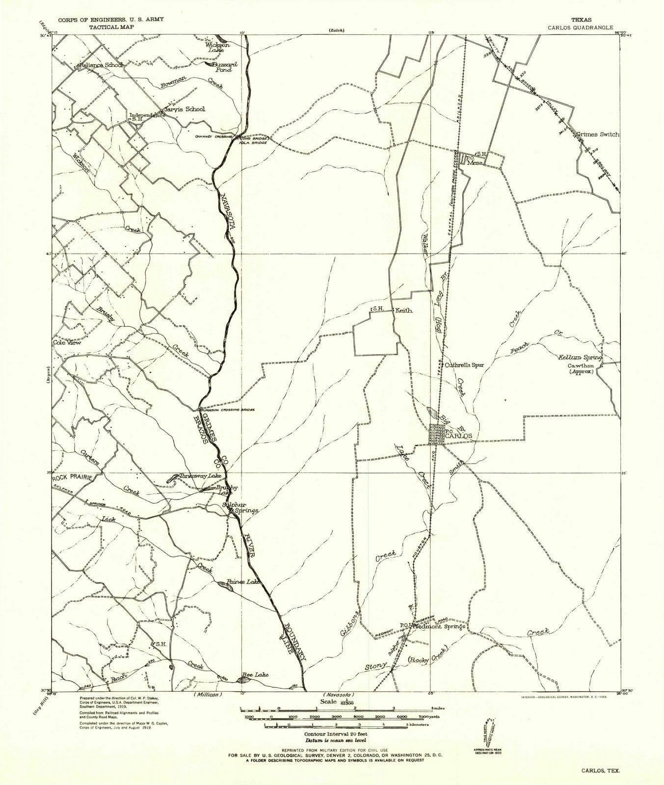 1956 Carlos, TX - Texas - USGS Topographic Map