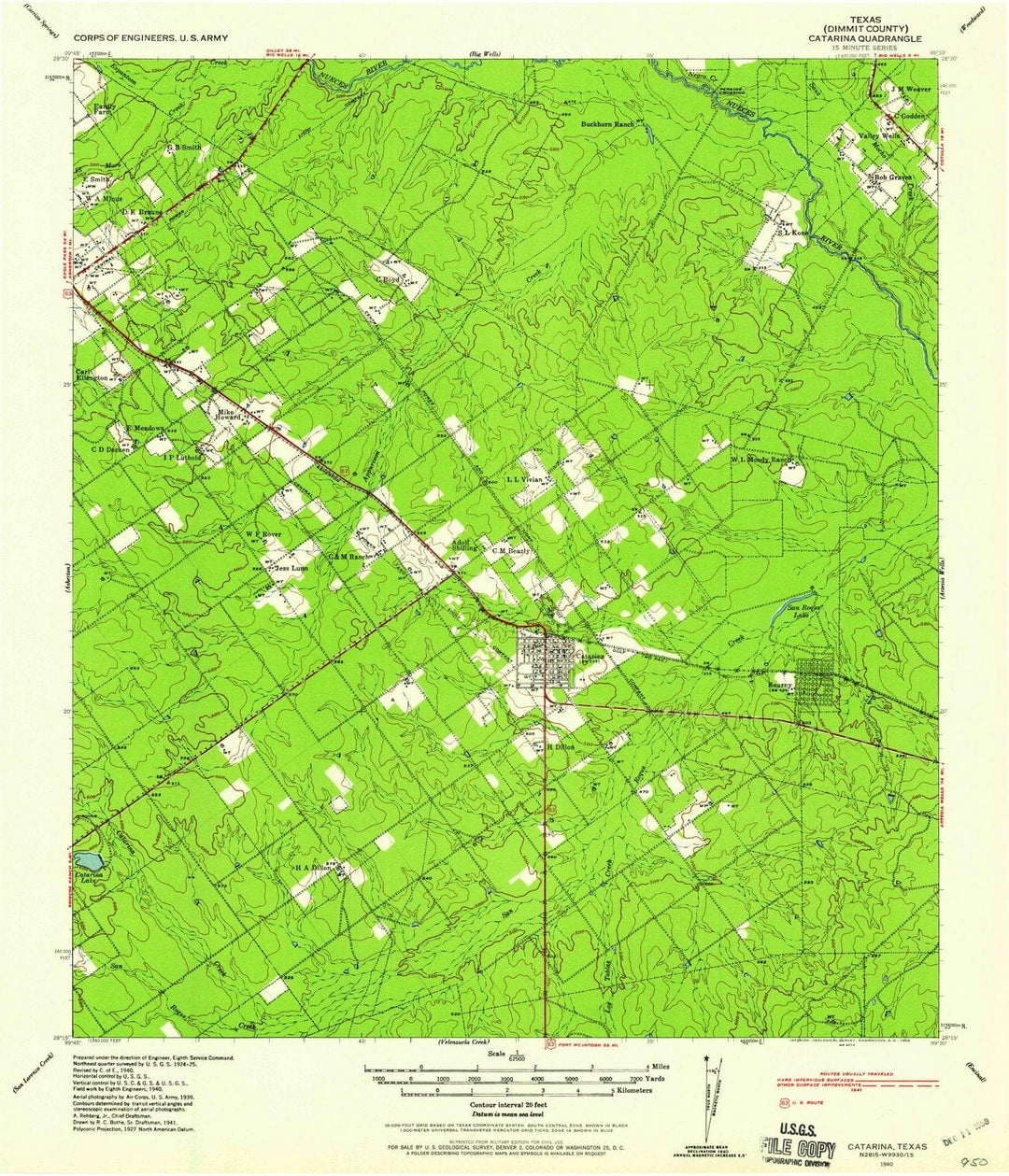 1940 Catarina, TX - Texas - USGS Topographic Map