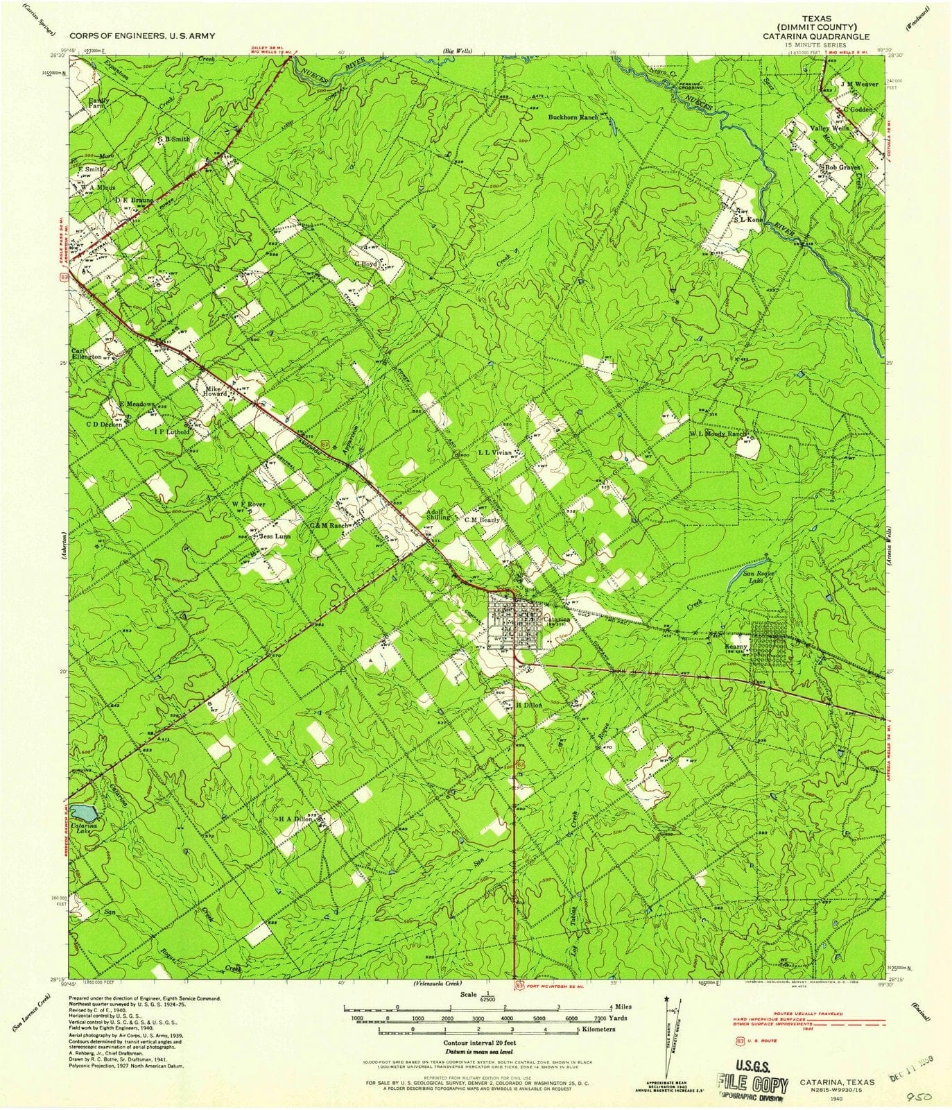 1940 Catarina, TX - Texas - USGS Topographic Map