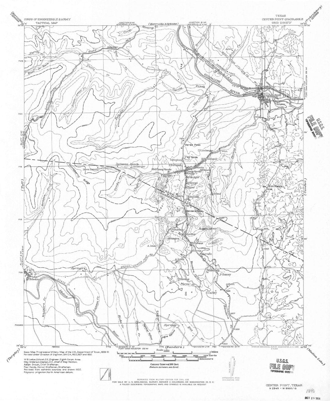 1956 Center Point, TX - Texas - USGS Topographic Map