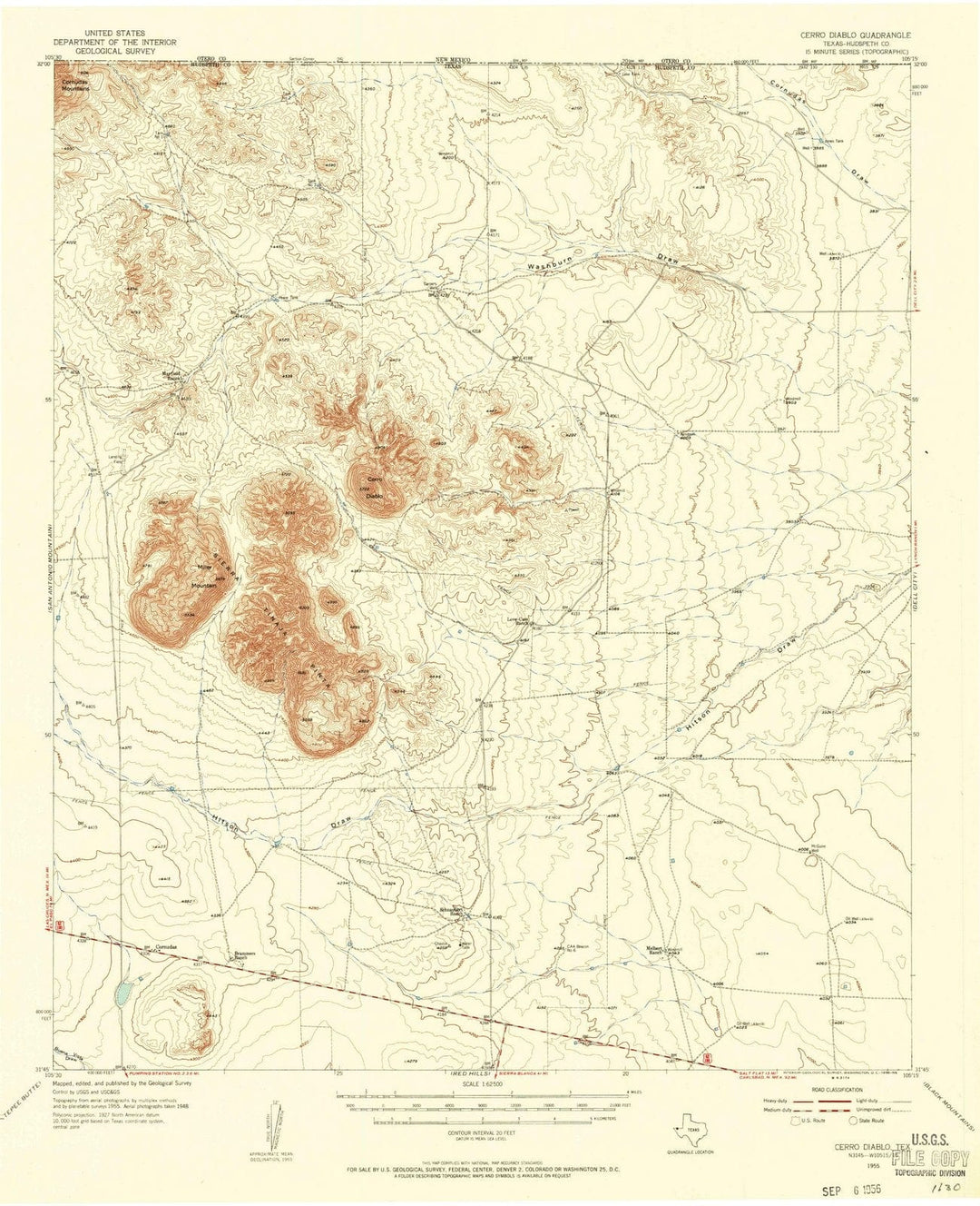 1955 Cerroiablo, TX - Texas - USGS Topographic Map