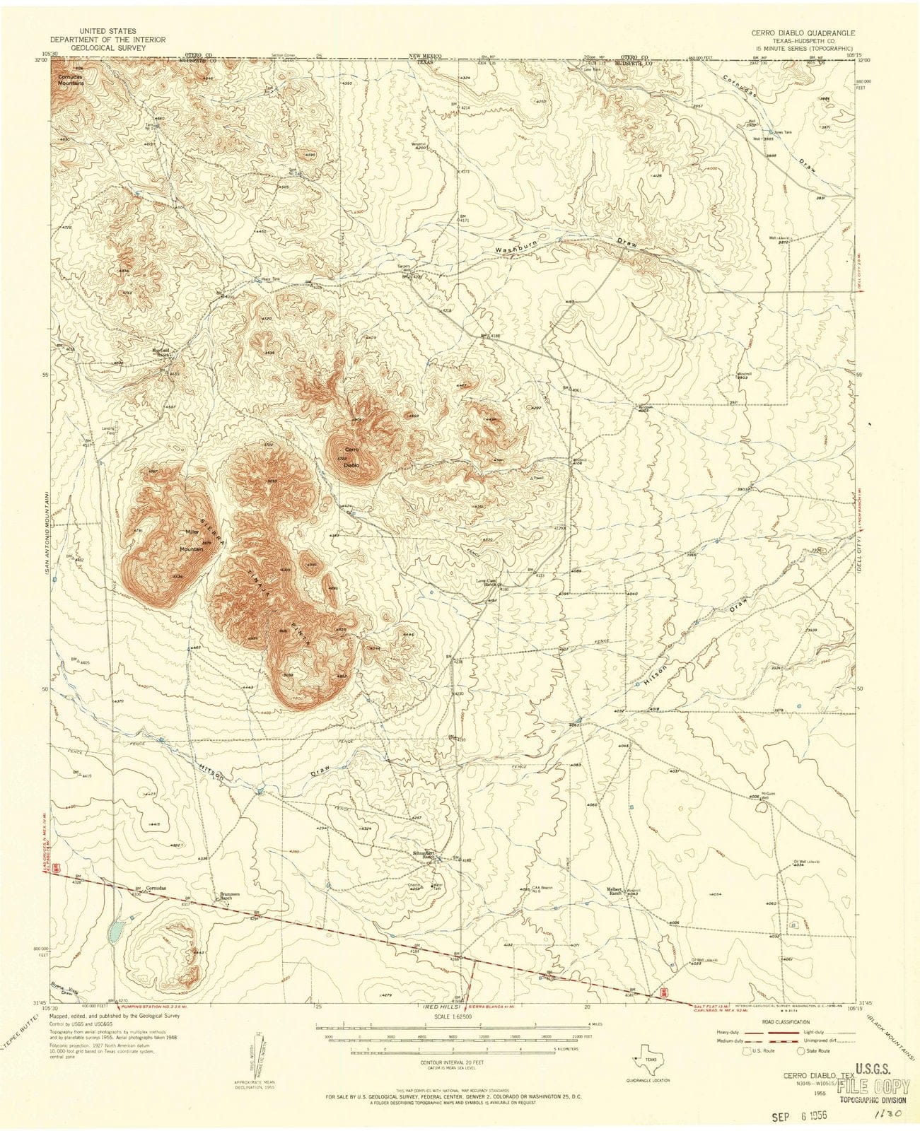 1955 Cerroiablo, TX - Texas - USGS Topographic Map
