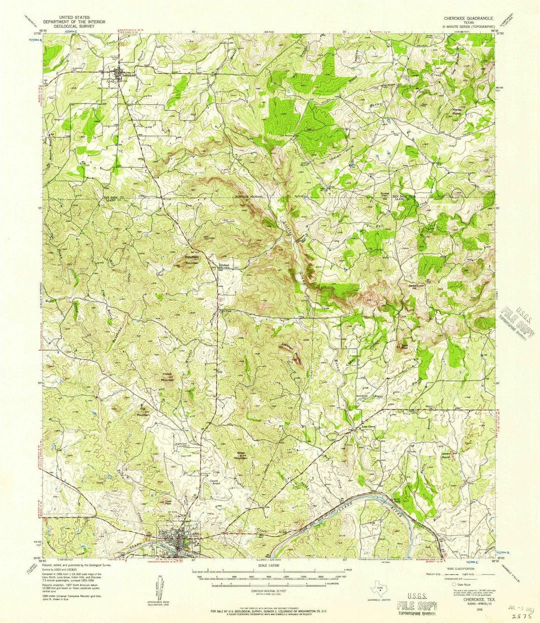 1956 Cherokee, TX - Texas - USGS Topographic Map