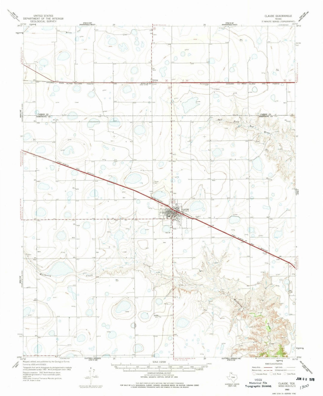 1960 Claude, TX - Texas - USGS Topographic Map