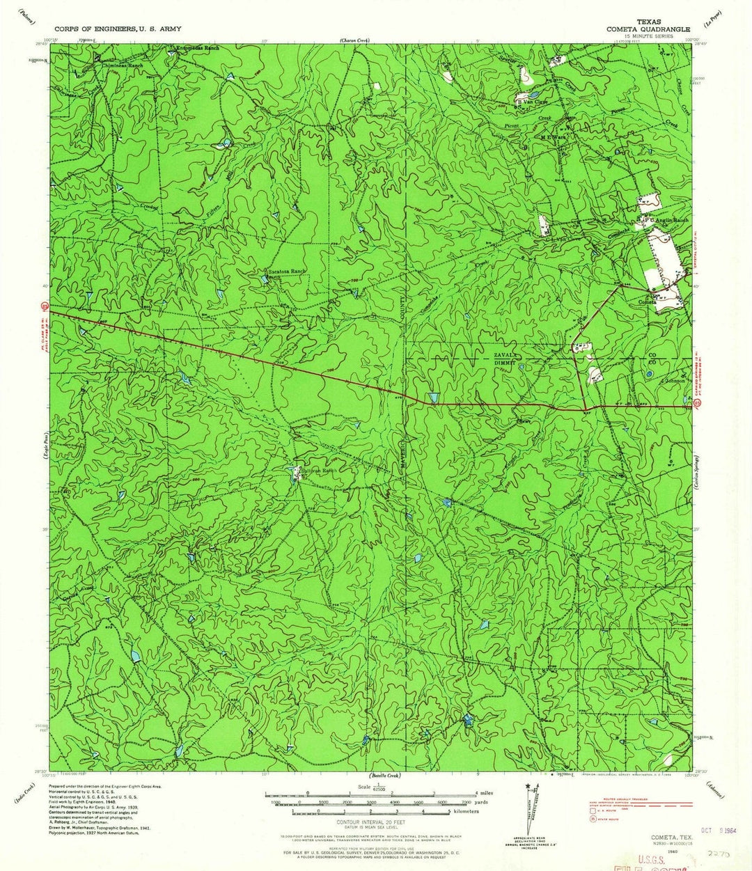 1940 Cometa, TX - Texas - USGS Topographic Map
