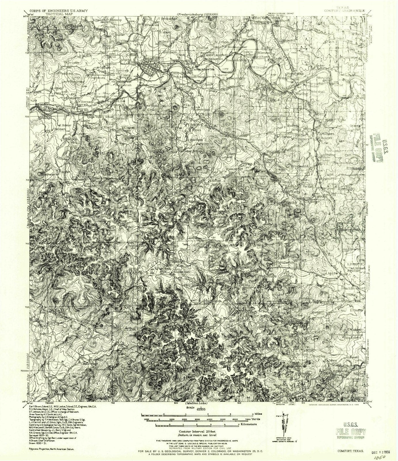 1956 Comfort, TX - Texas - USGS Topographic Map