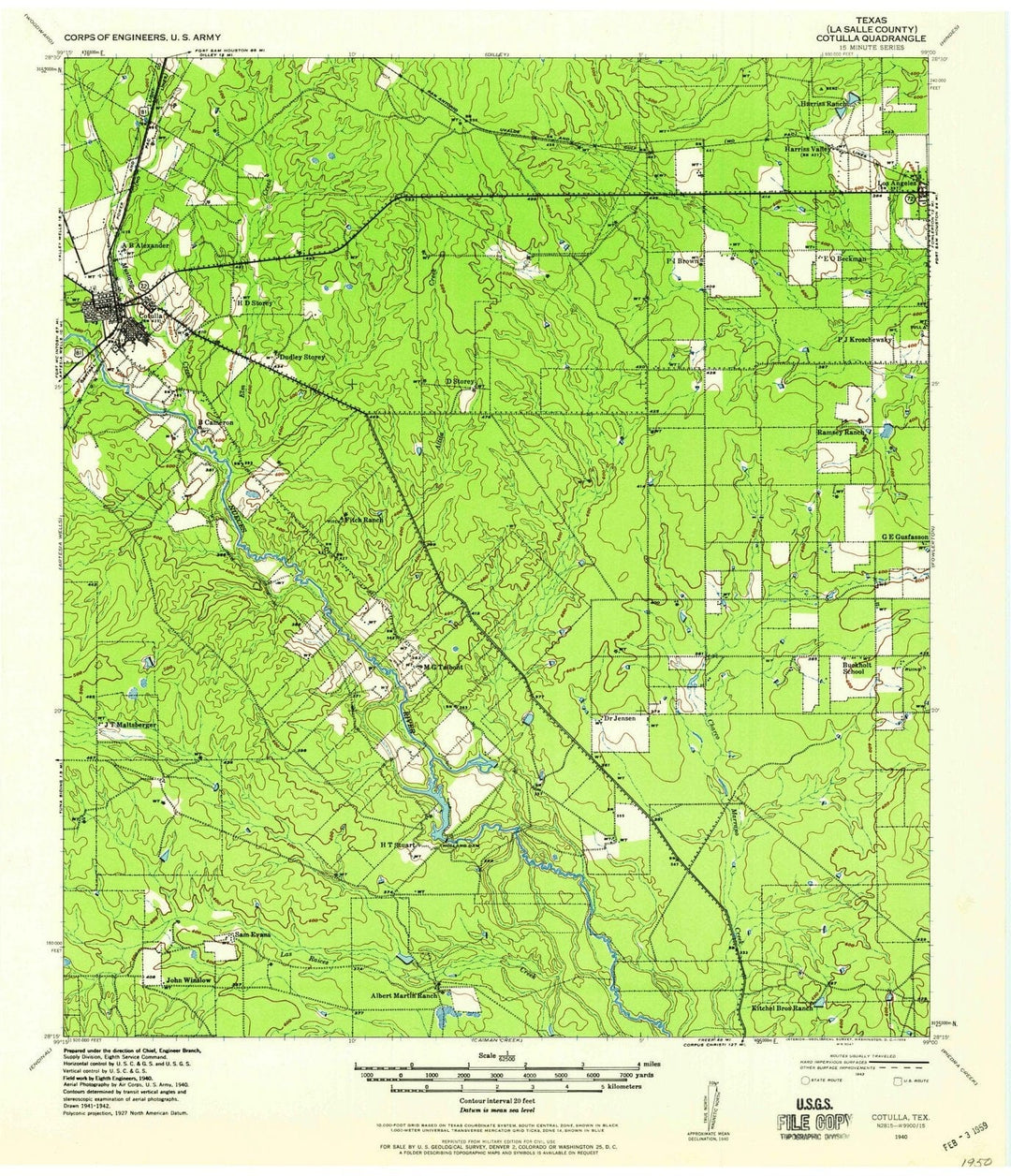 1940 Cotulla, TX - Texas - USGS Topographic Map