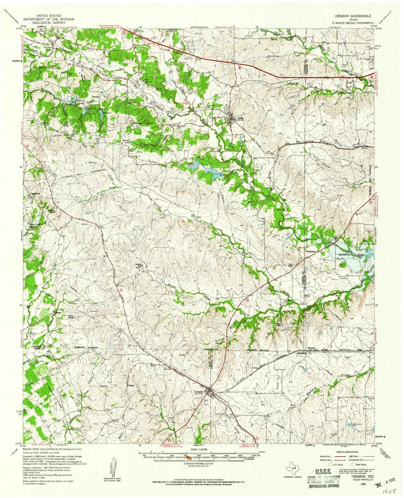 1959 Cresson, TX - Texas - USGS Topographic Map